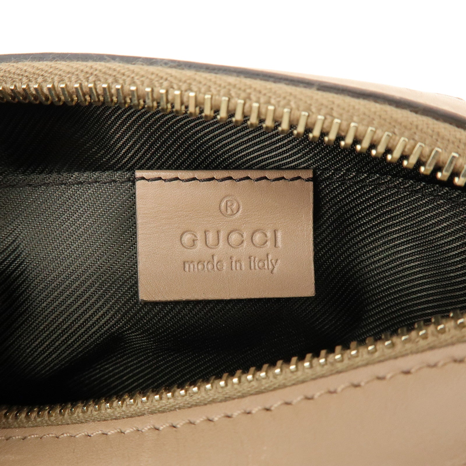 GUCCI Sherry GG Canvas Leather Cosmetic Pouch Beige Bordeaux 256639