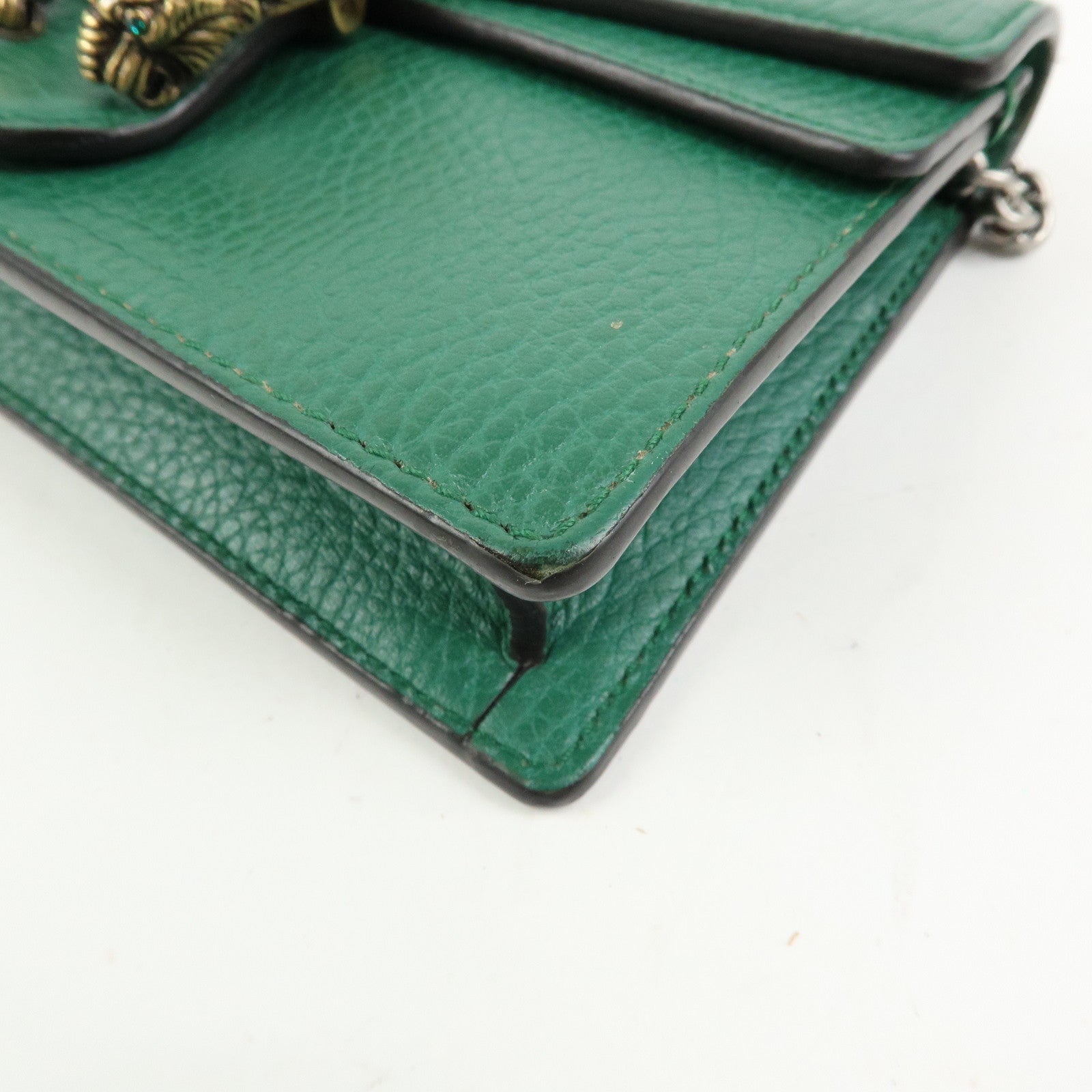 GUCCI Dionysus Super Mini Bag Leather Chain Shoulder Bag Green 476432