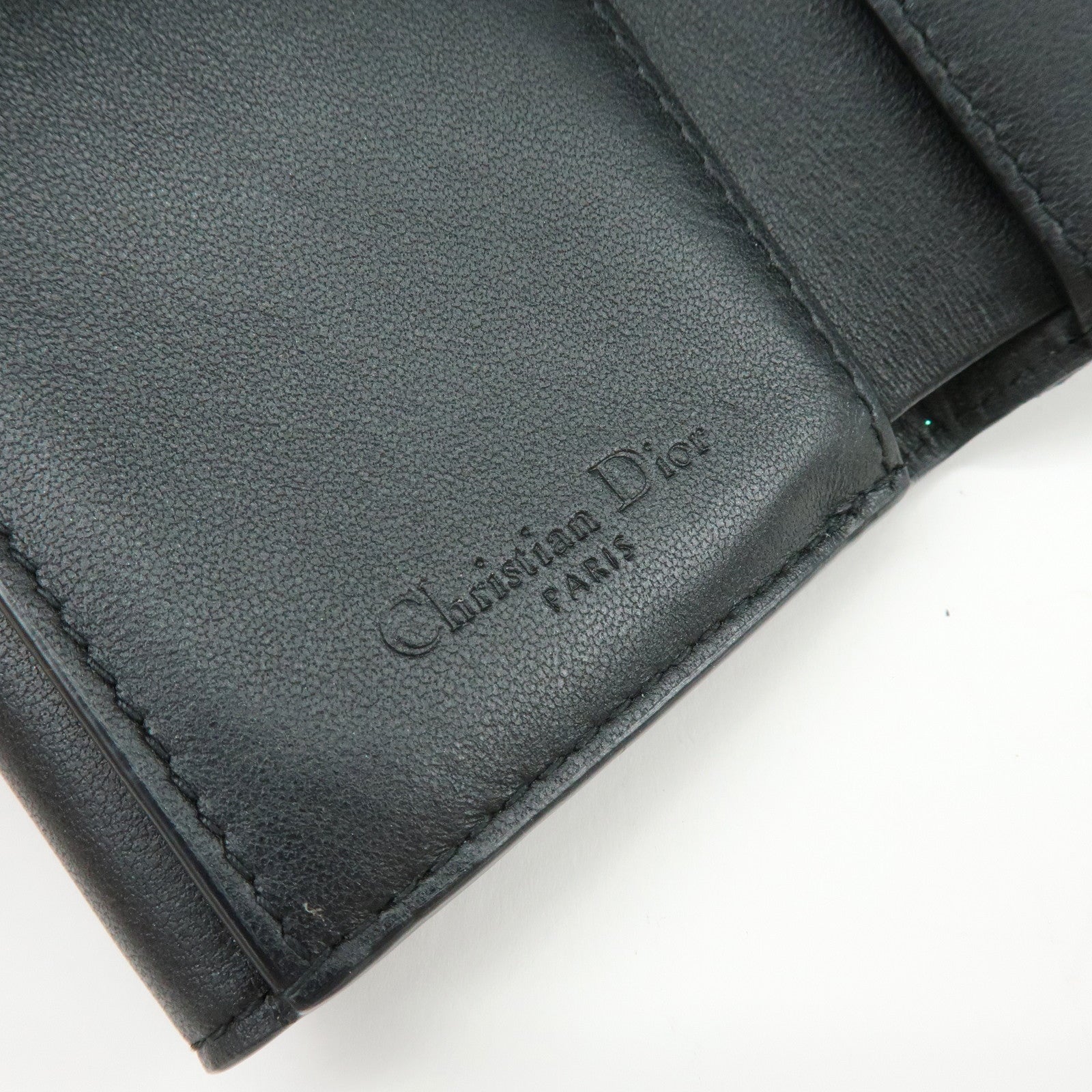 Christian Dior Cannage Leather Bi-fold Compact Wallet Black