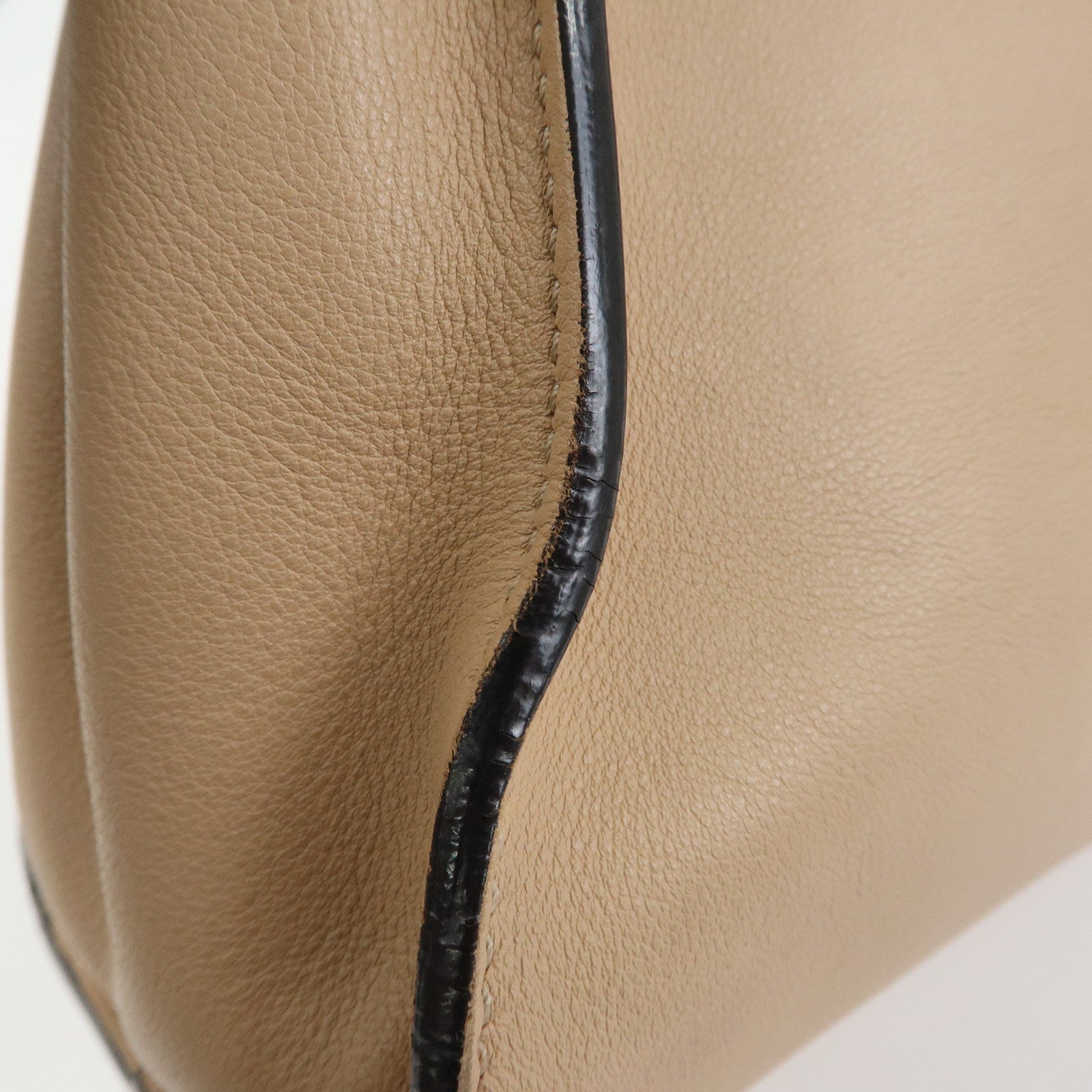 FENDI Peekaboo Medium Leather 2Way Bag Hand Shoulder Bag Beige 8BN290