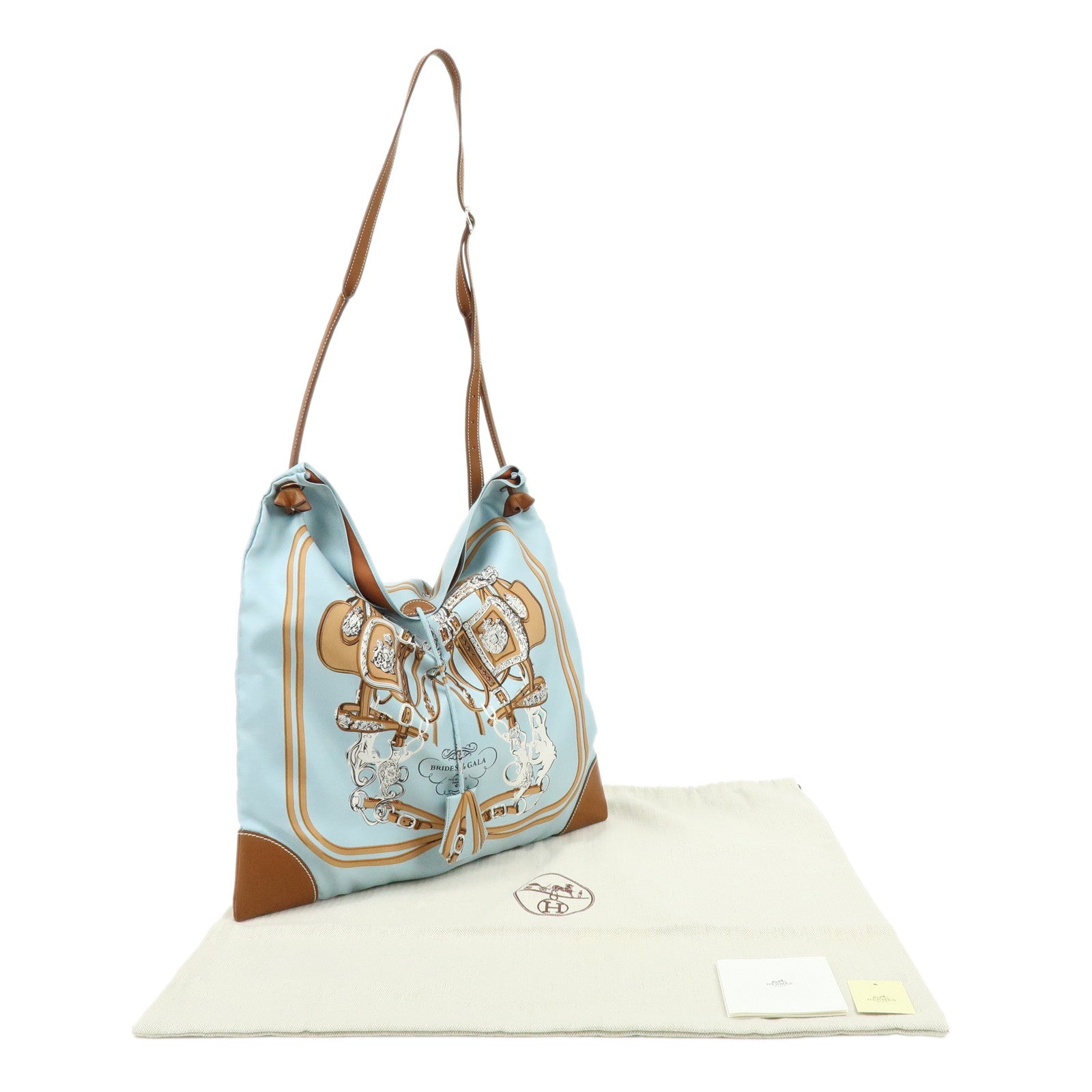 HERMES Silk Leather Silky City MM Shoulder Bag BRIDESdeGALA Blue