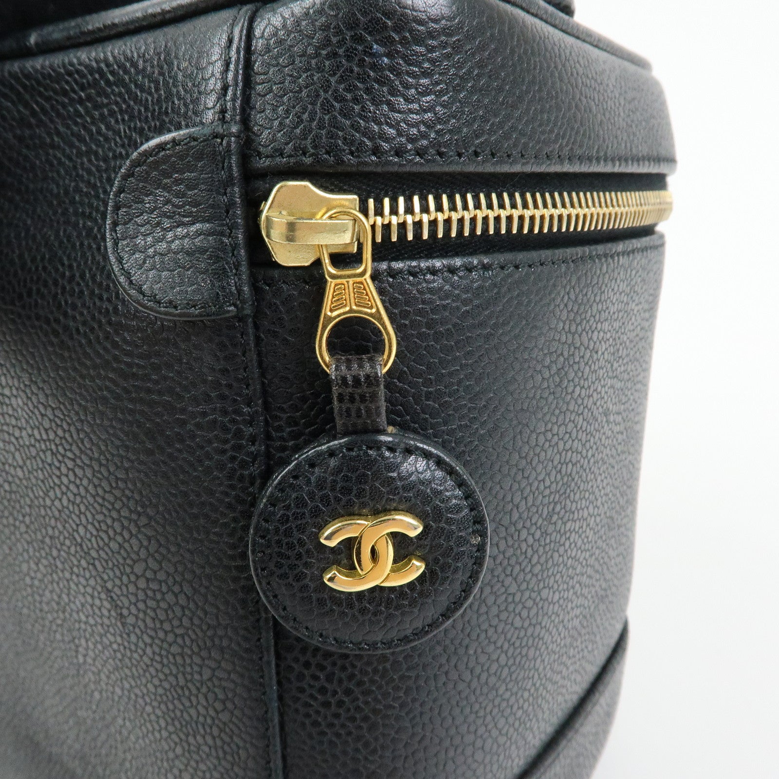 CHANEL COCO Mark Caviarskin Vanity Bag Cosmetic Bag Black A01998