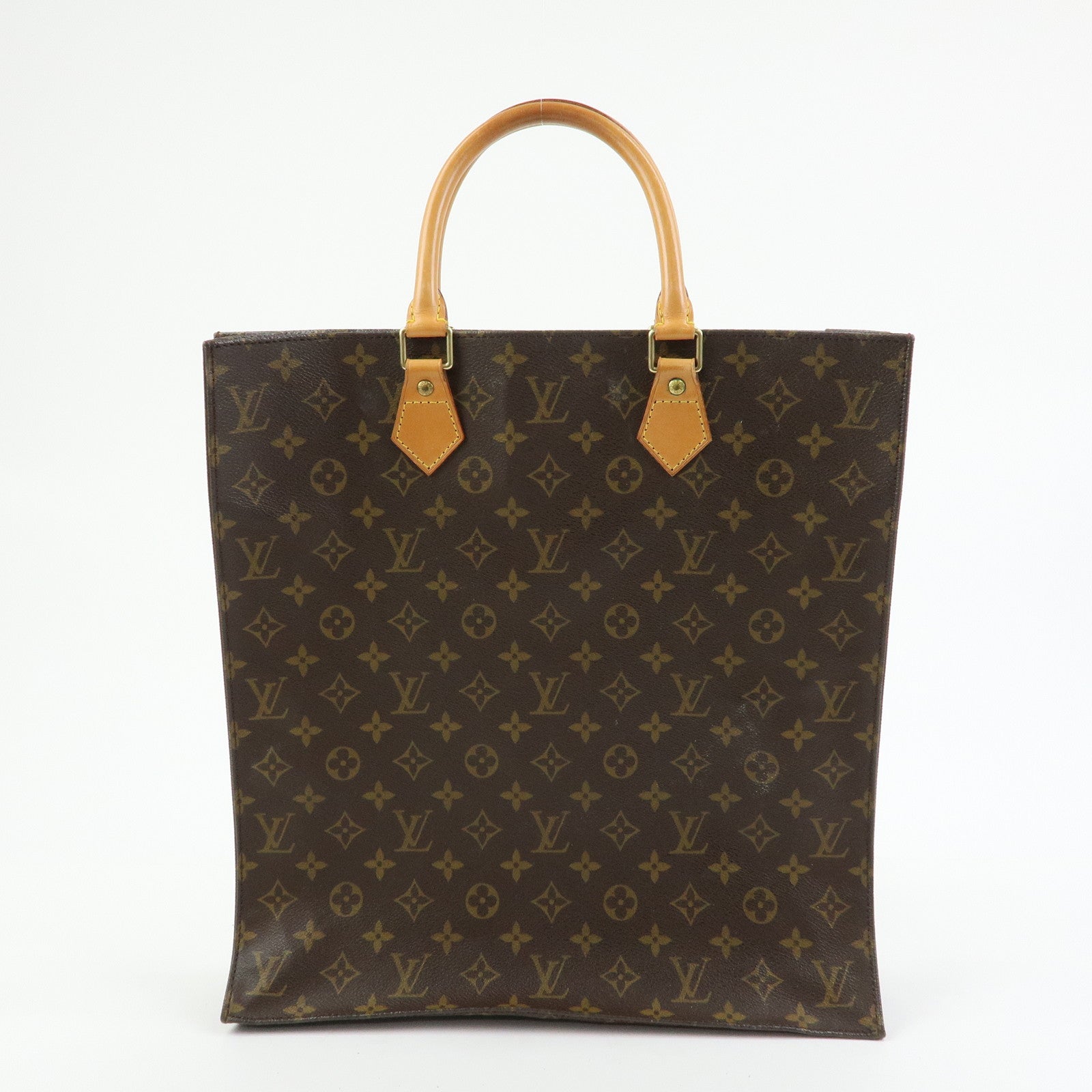 Louis Vuitton Monogram Sac Plat Tote Bag Hand Bag Brown M51140