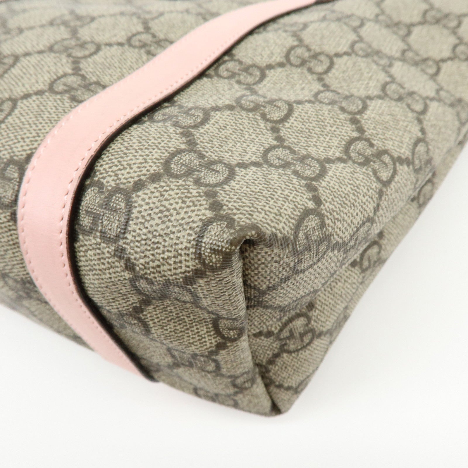 GUCCI Children's GG Supreme Leather Tote Bag Hand Bag Beige Pink 297557