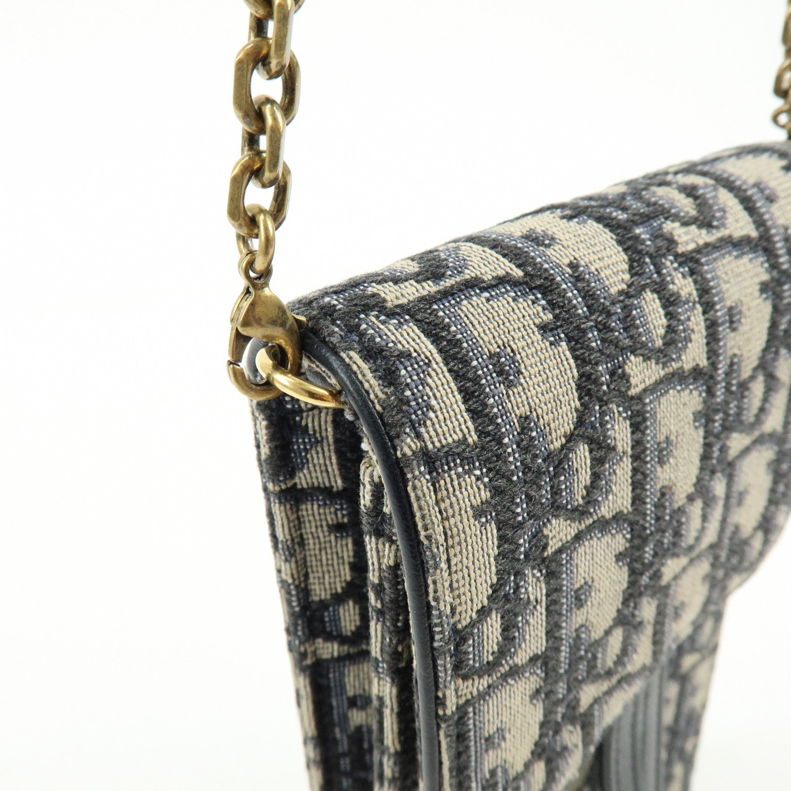 Christian Dior Oblique Jacquard Leather Vertical Saddle Shoulder Pouch