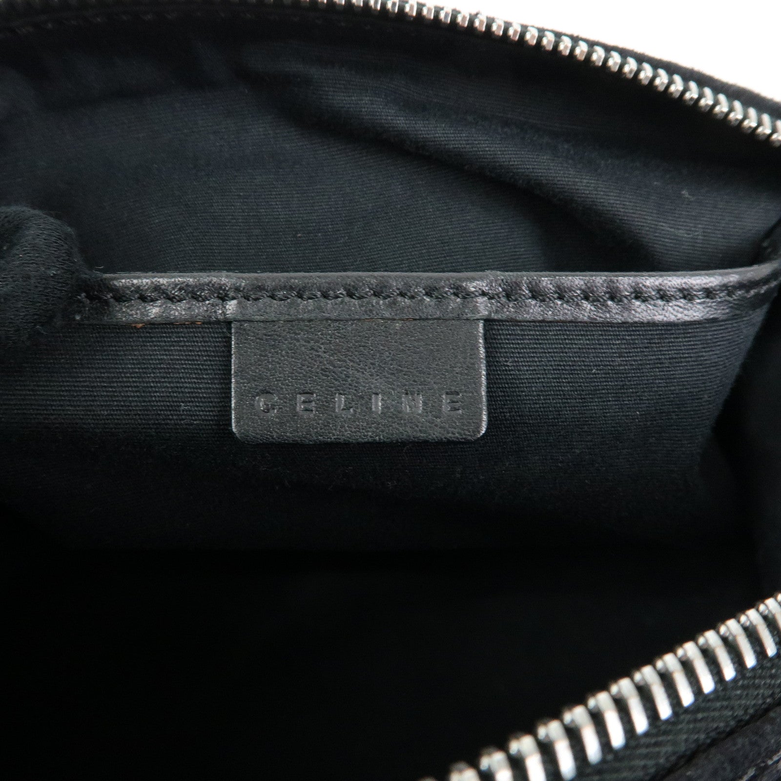CELINE C Macadam Suede Leather Shoulder Bag Hand Bag Black