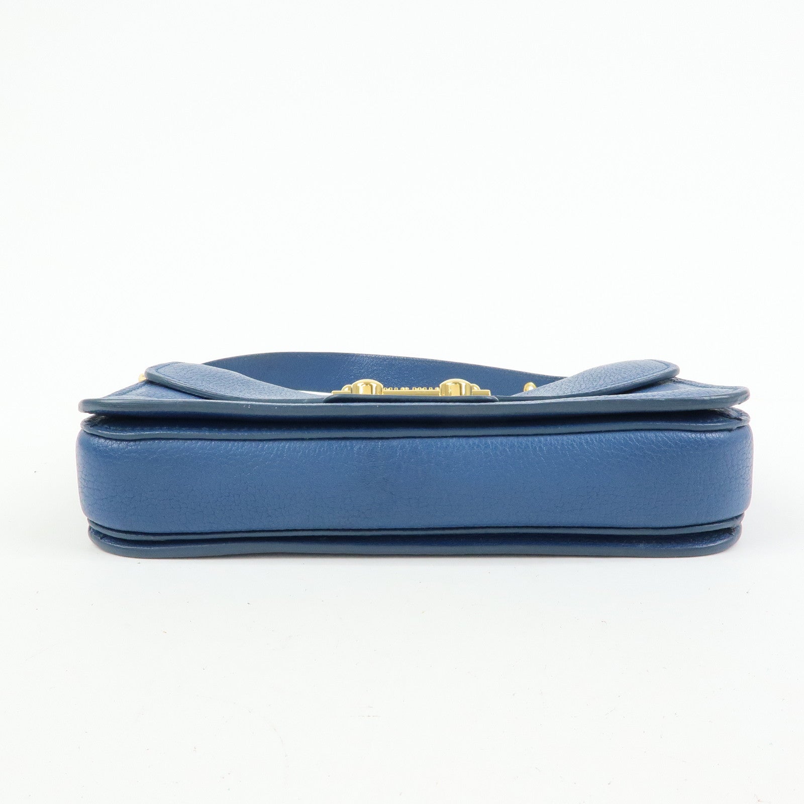 MIU MIU Madras Leather Shoulder Bag Hand Bag Blue