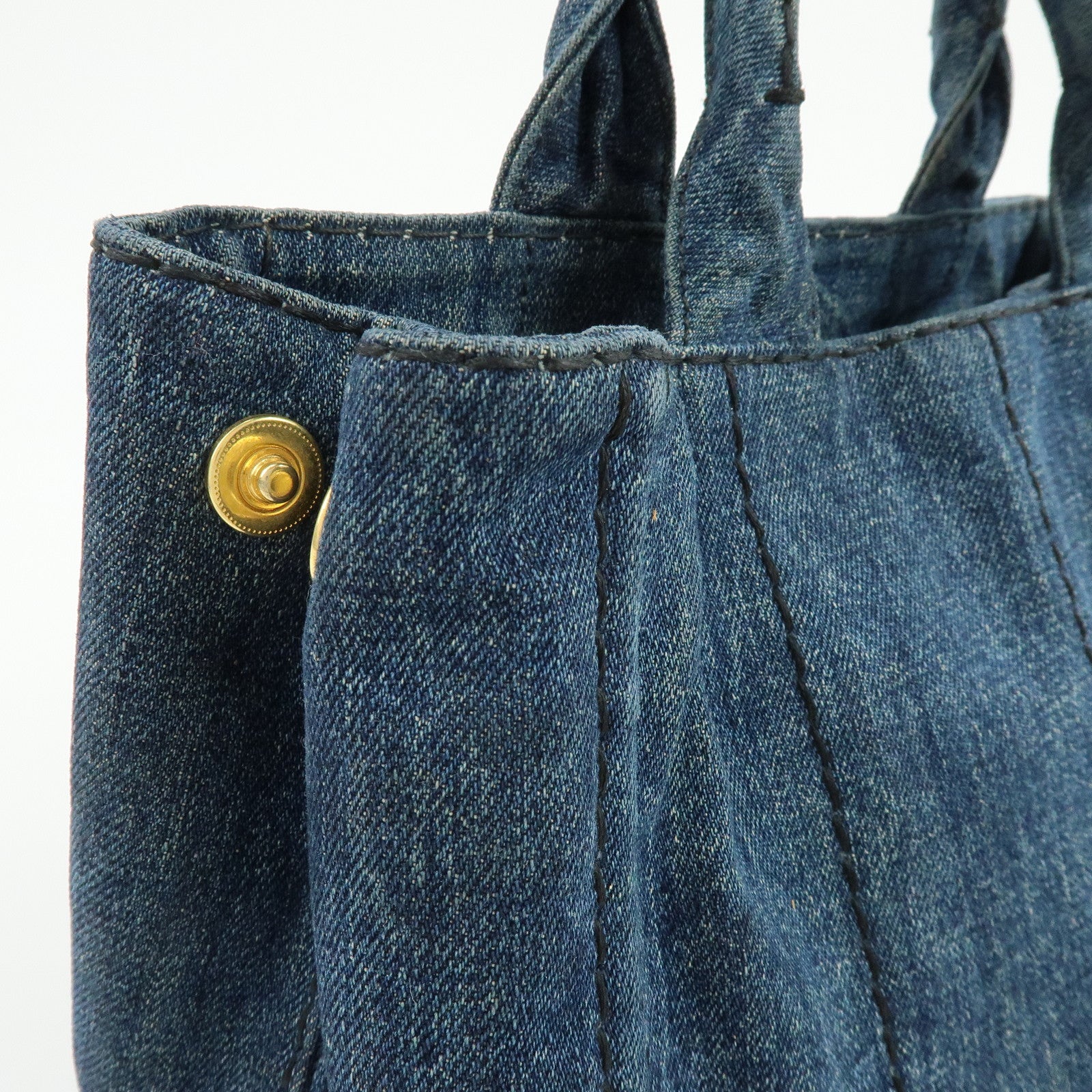 PRADA Canapa Mini Triangle Logo Denim 2Way Bag Hand Bag Blue B2439G