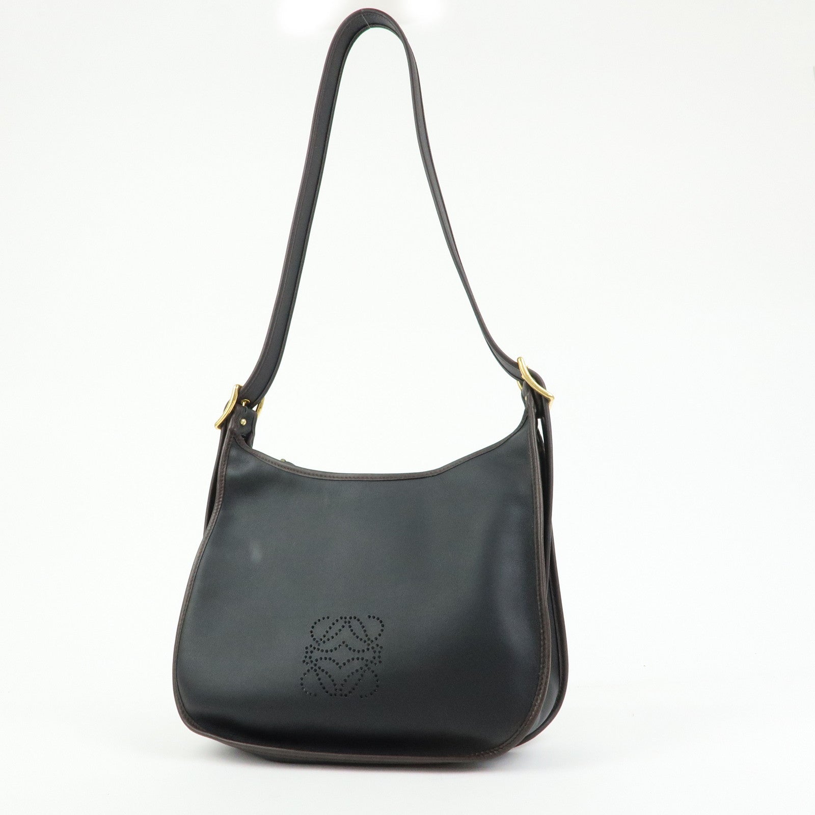 LOEWE Anagram Leather Sophia Shoulder Bag Crossbody Bag Black Brown