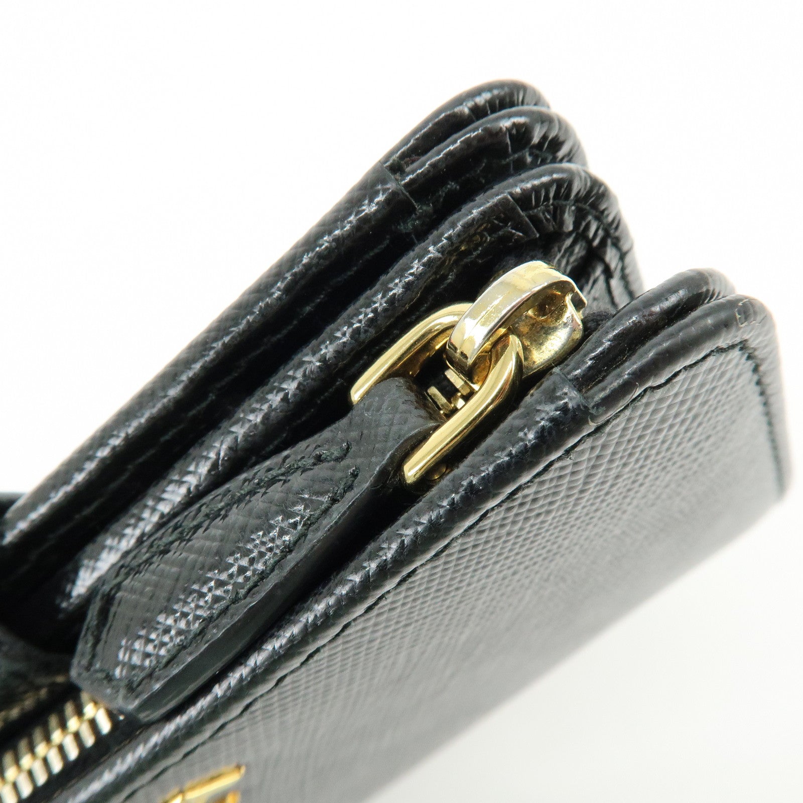 PRADA Saffiano Leather Compact Bi-fold Wallet Black 1ML225