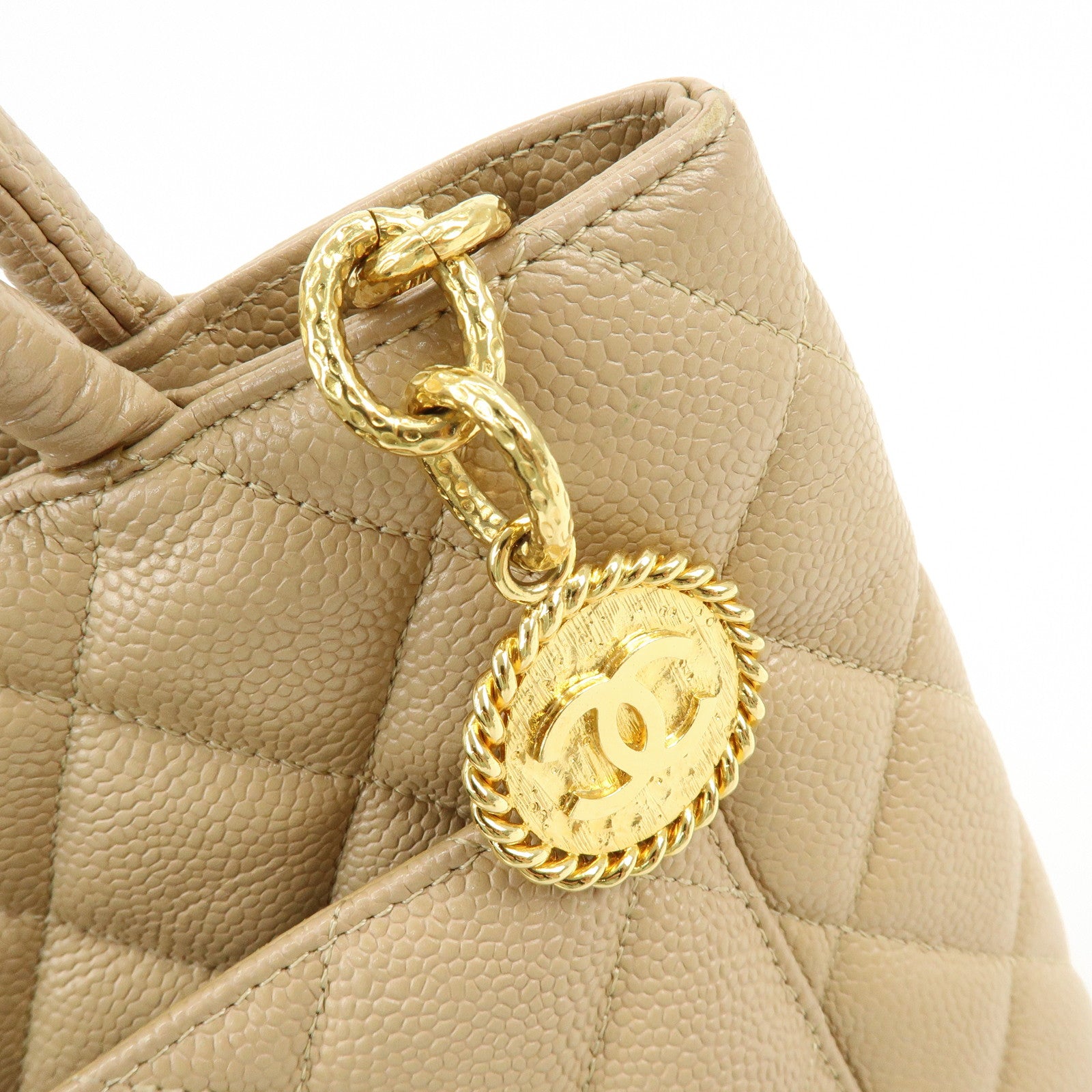 CHANEL Matelasse COCO Mark Medallion Caviar Skin Tote Bag A01804