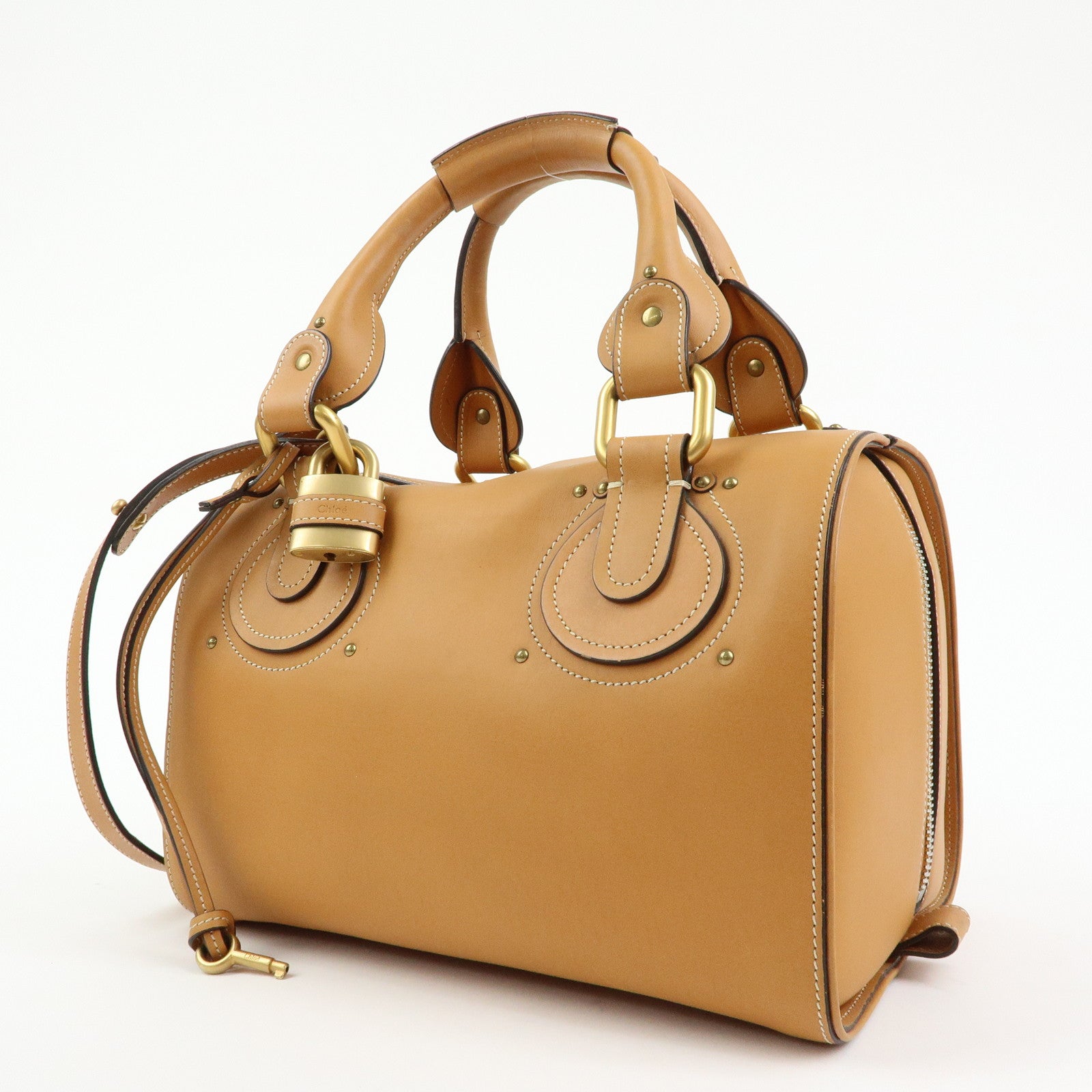 Chloe Paddington Leather 2Way Bag Hand Bag Shoulder Bag Brown