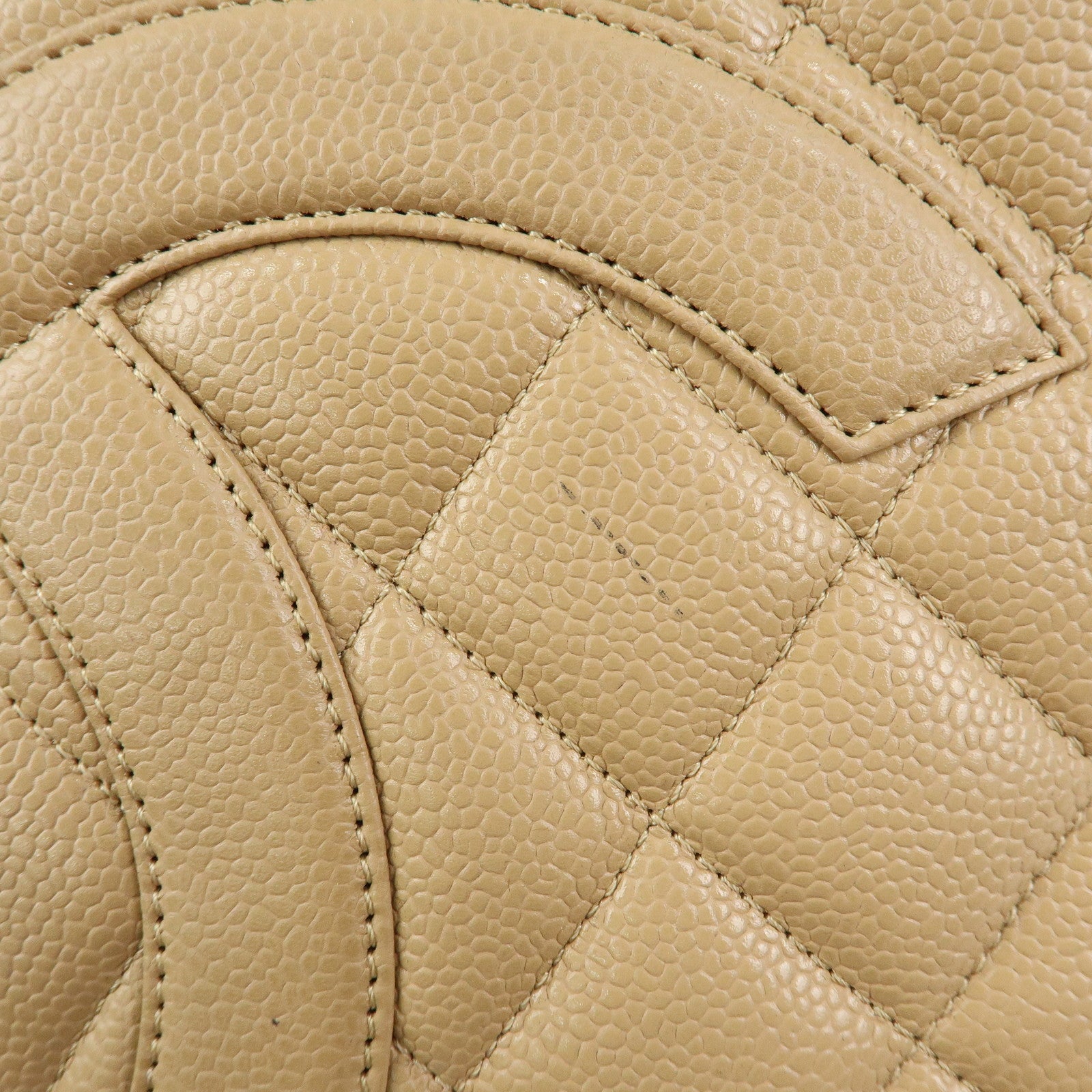 CHANEL Medallion Matelasse COCO Mark Caviarskin Tote Bag Beige A01804