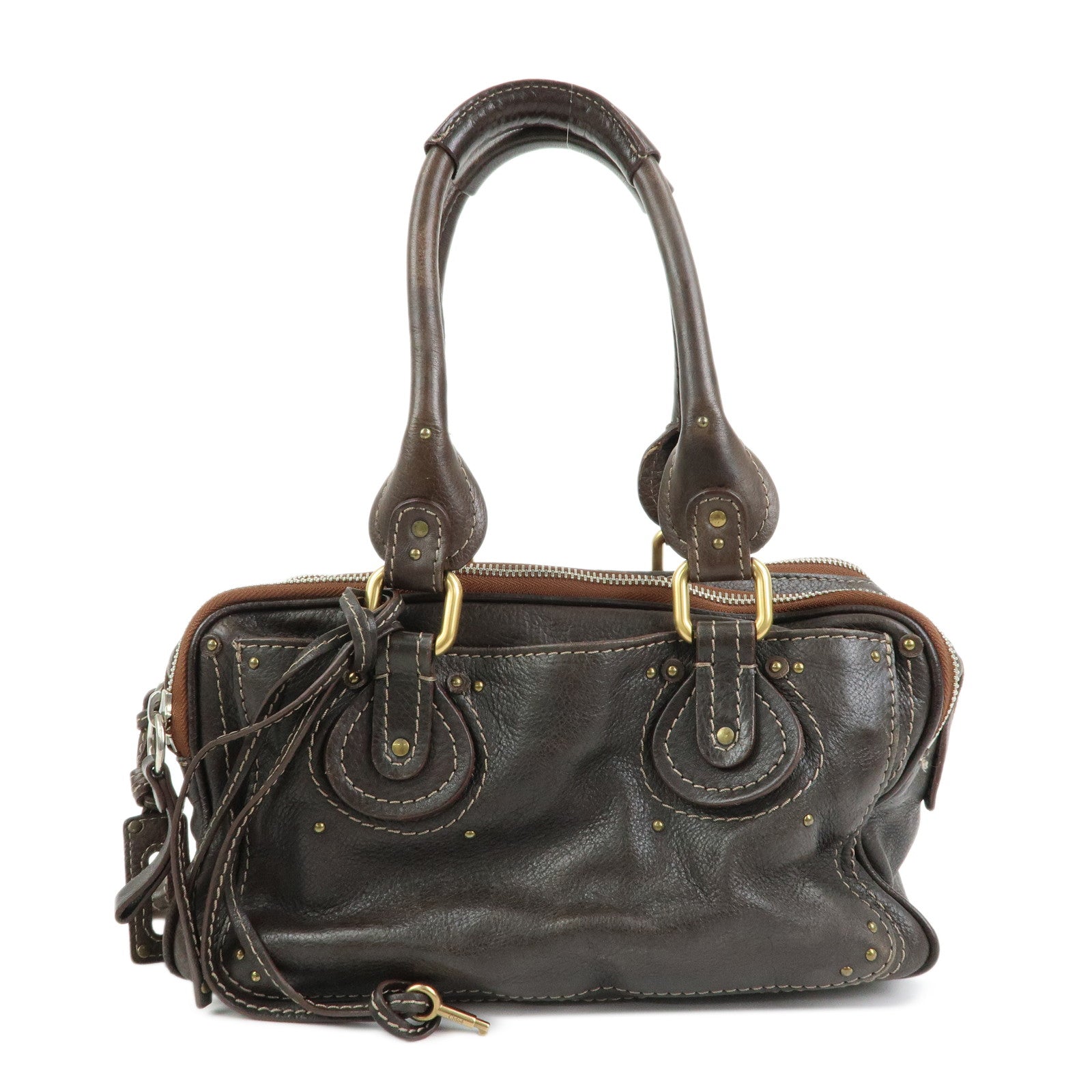 Chloe Paddington Leather Mini Hand Bag Shoulder Bag Brown