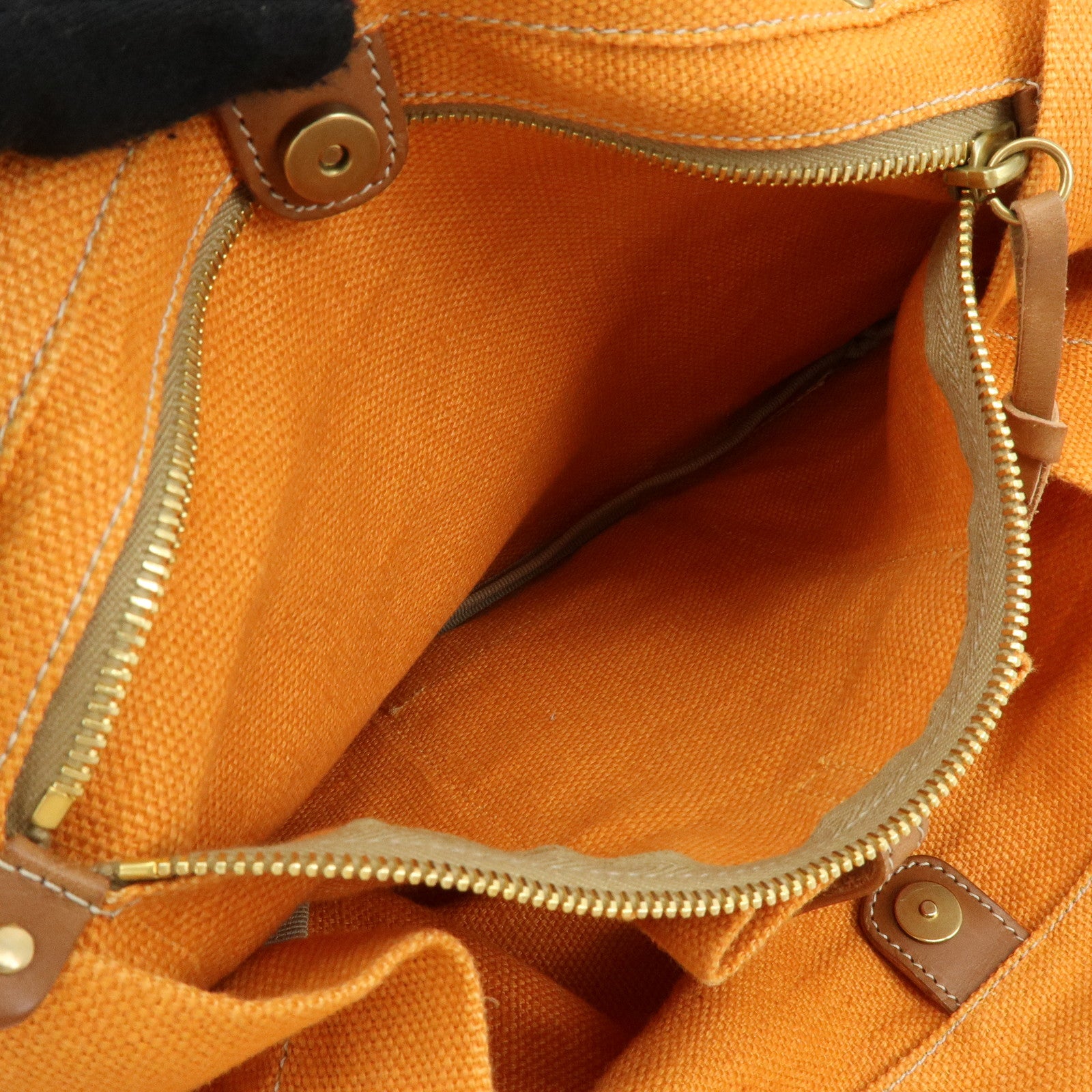 MIU MIU Canvas Leather Tote Bag Shoulder Bag Tassel Orange Brown