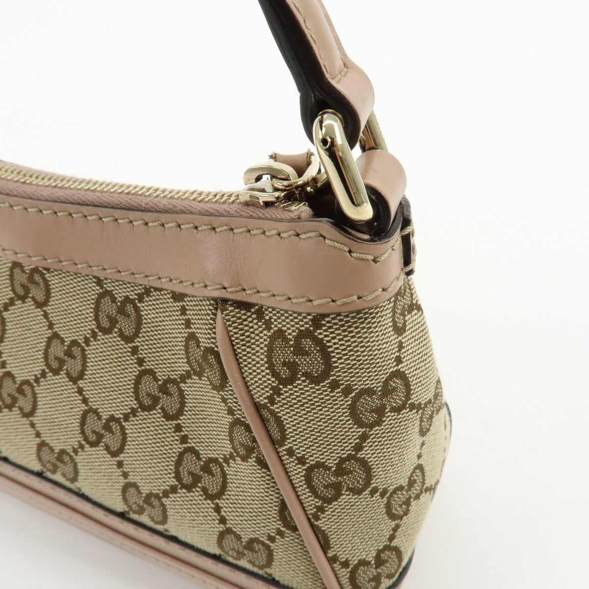 GUCCI Mayfair GG Canvas Leather Hand Bag Shoulder Bag Beige Pink 569893