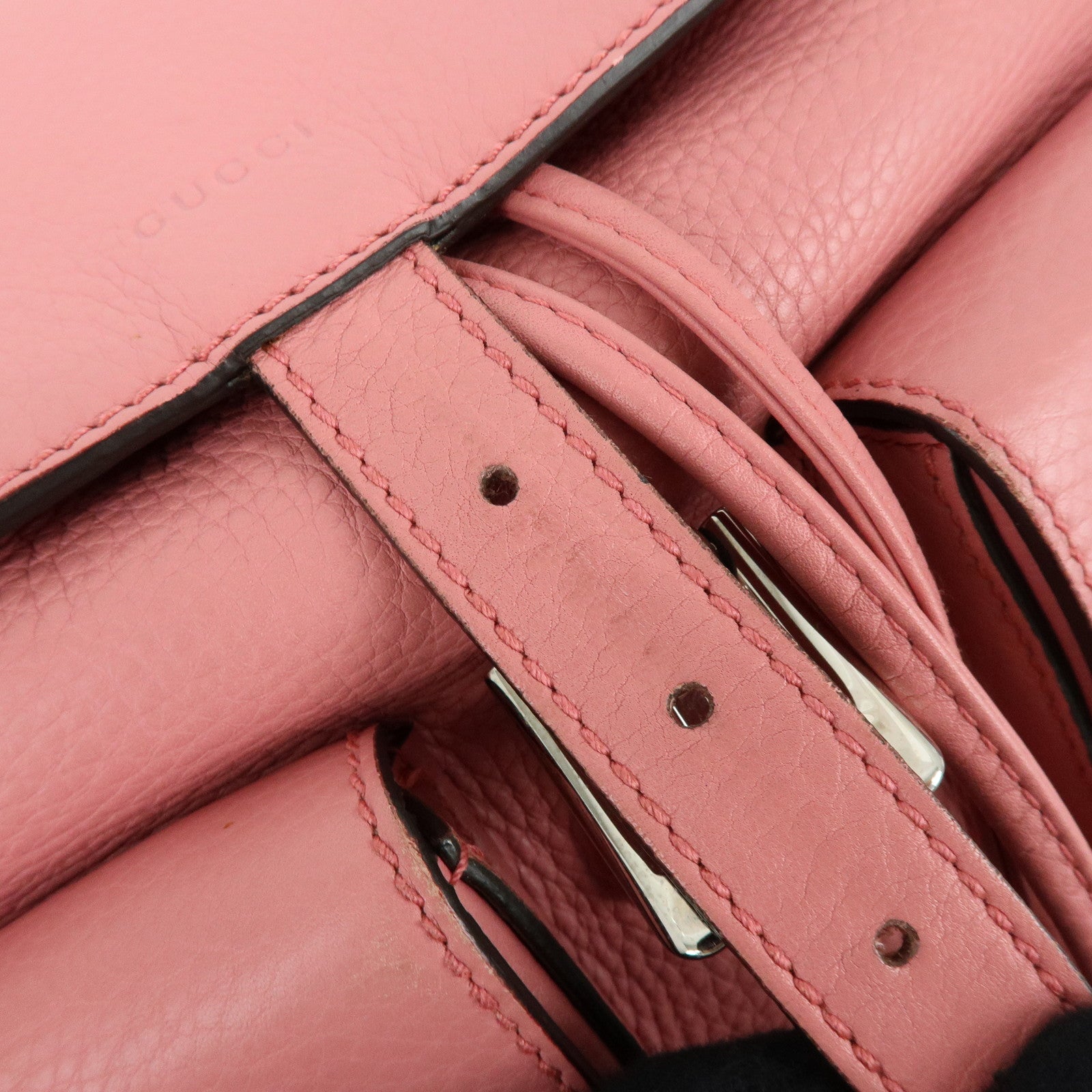 GUCCI Bamboo Tassel Leather Backpack Rucksack Pink 370833