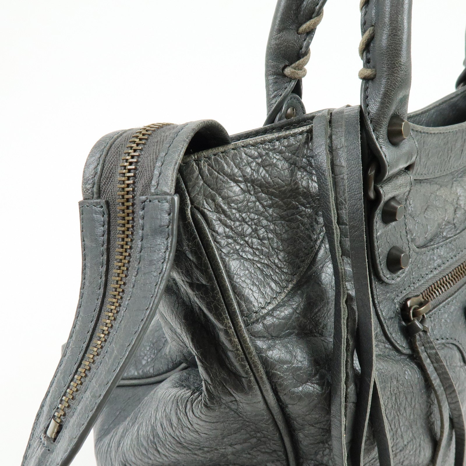 BALENCIAGA Classic Velo Leather Hand Bag Grey 235216