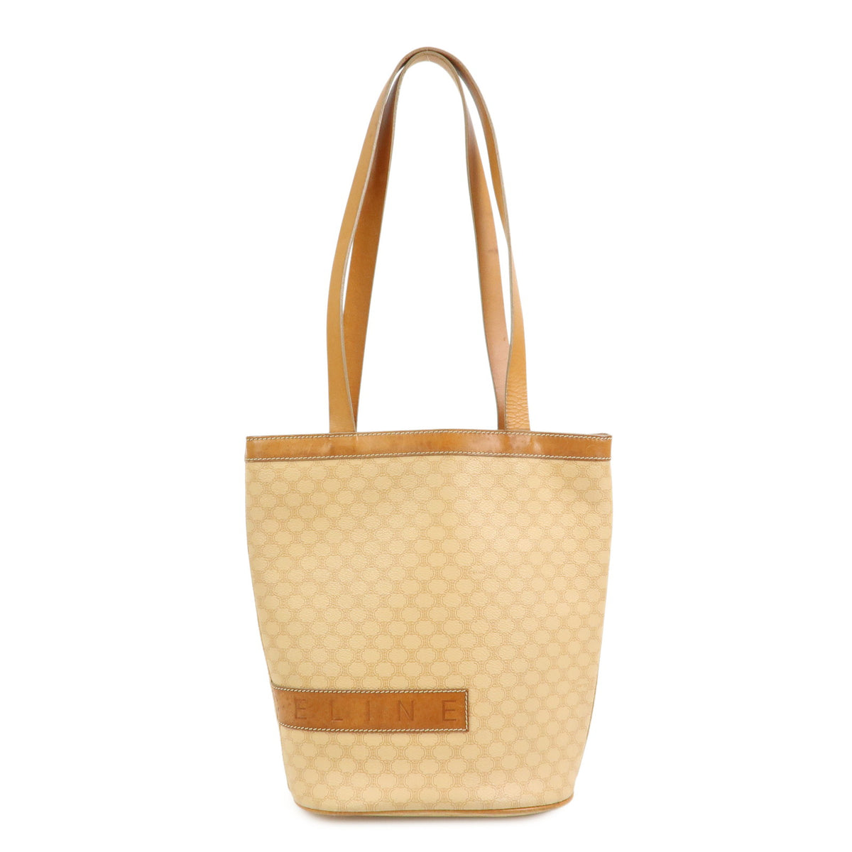 CELINE Macadam PVC Leather Shoulder Bag Tote Bag Beige Brown