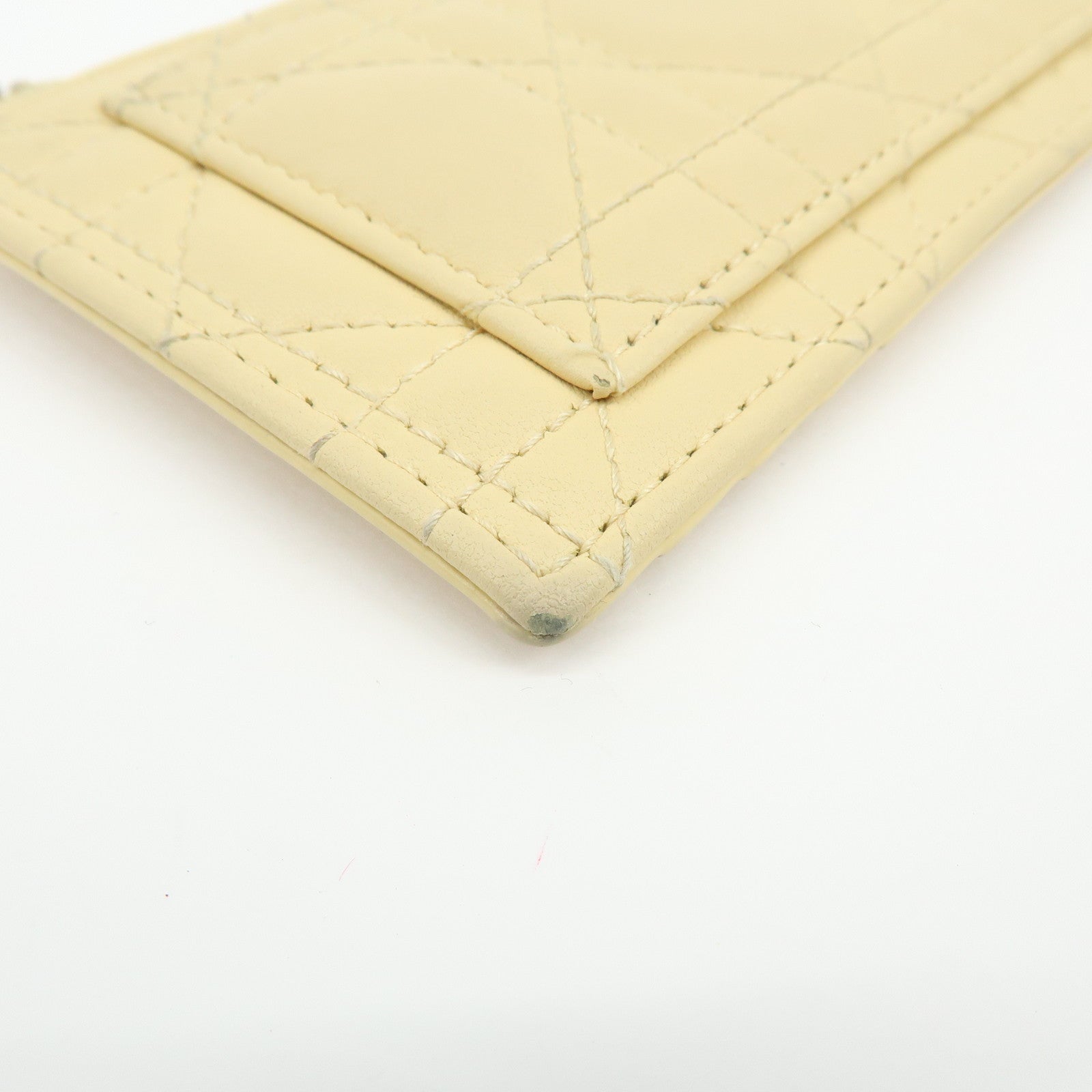 Christian Dior Lady Dior Cannage Cosmos Lambskin Card Case Yellow