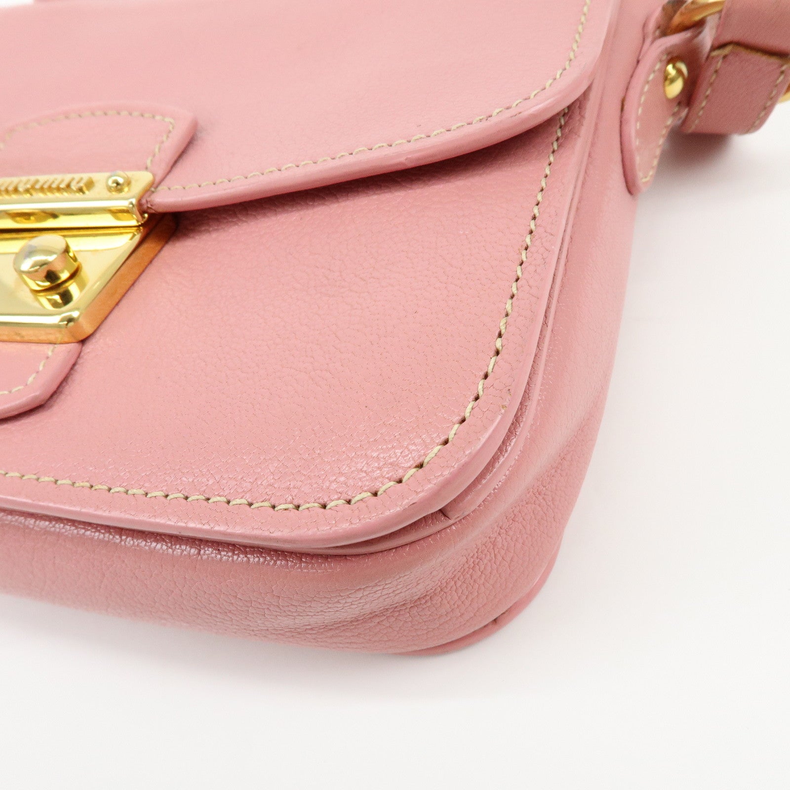 MIU MIU Madras Leather 2Way Bag Hand Bag Shoulder Bag Pink