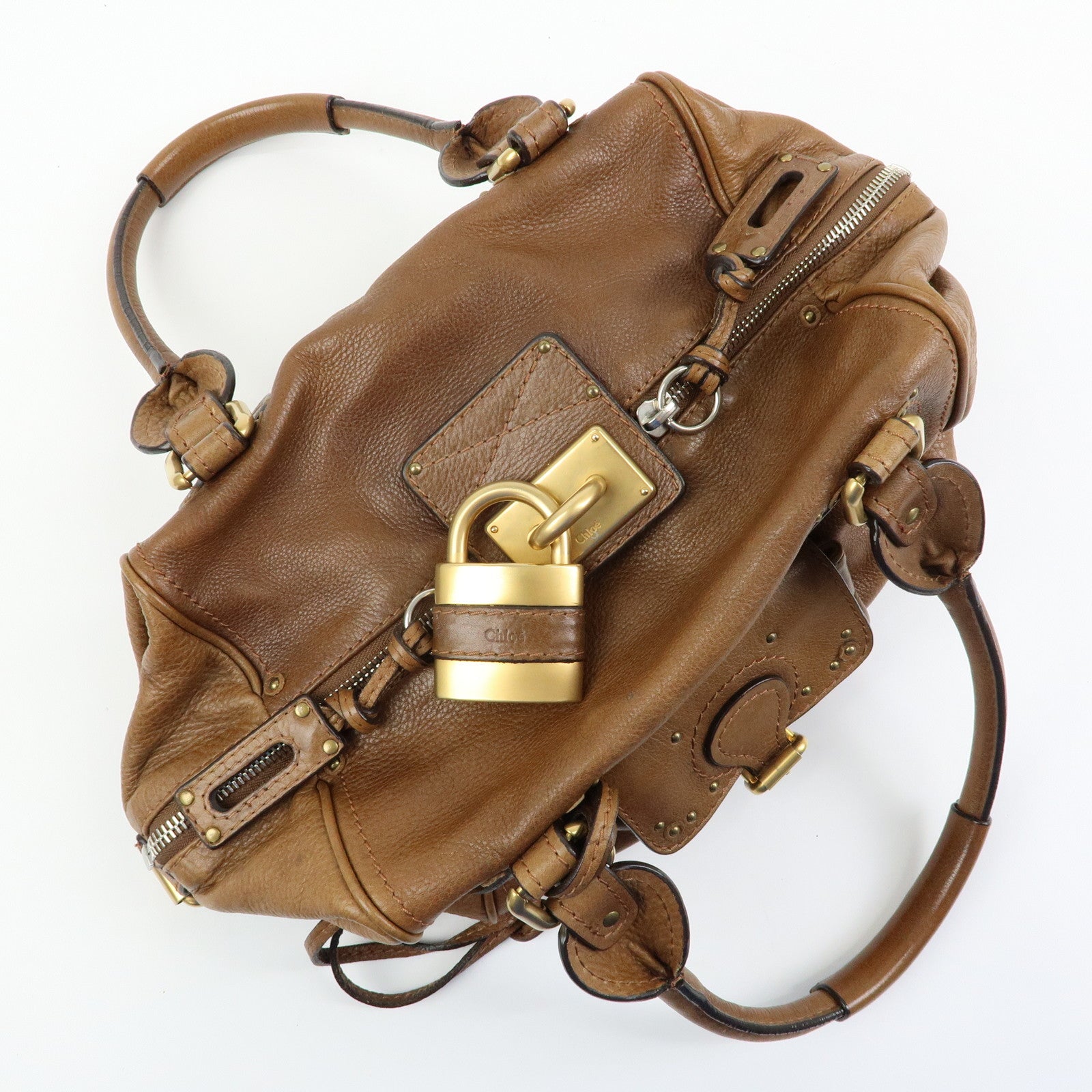 Chloe Paddington Leather Hand Bag Boston Bag Brown