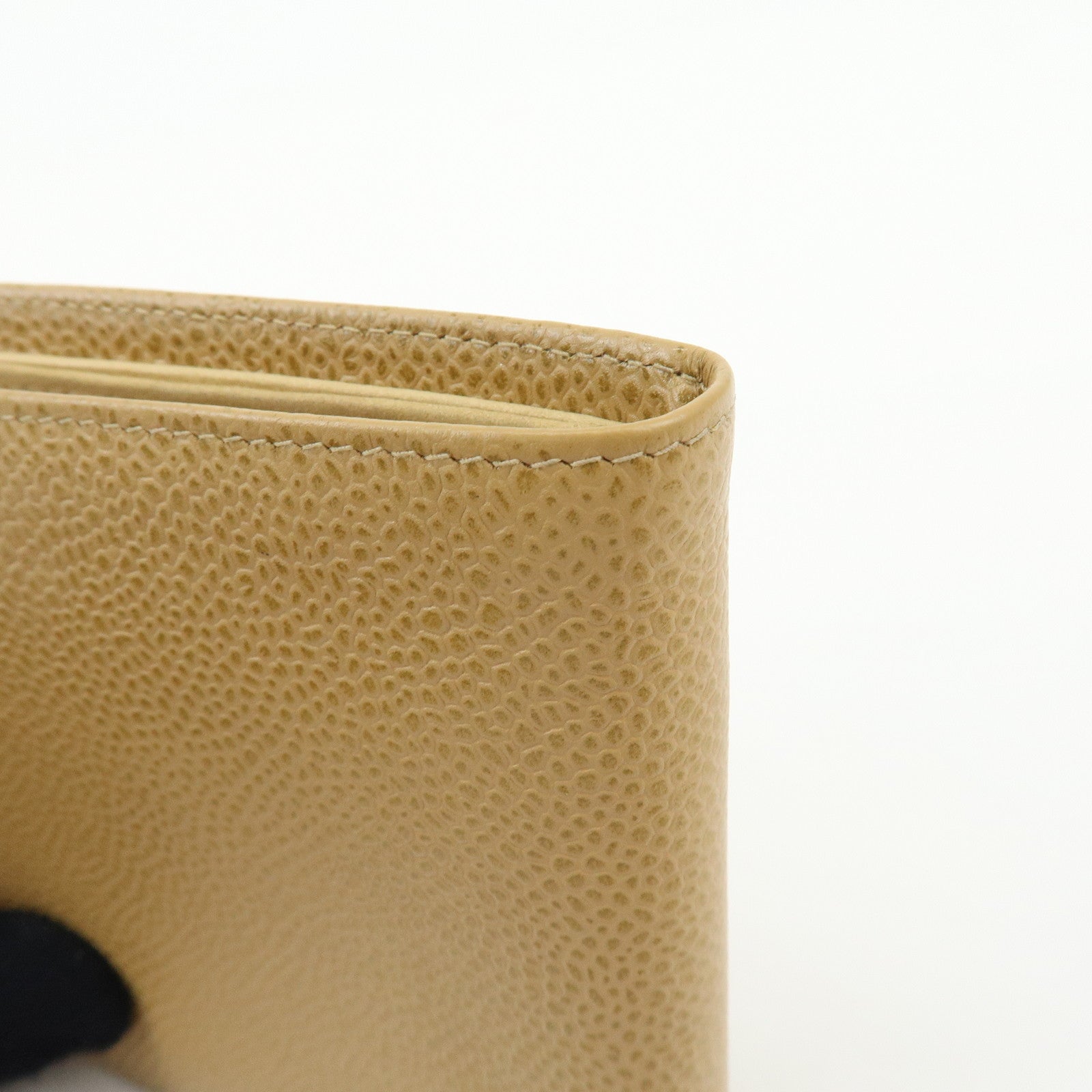 CHANEL COCO Mark Caviarskin Compact Wallet Beige