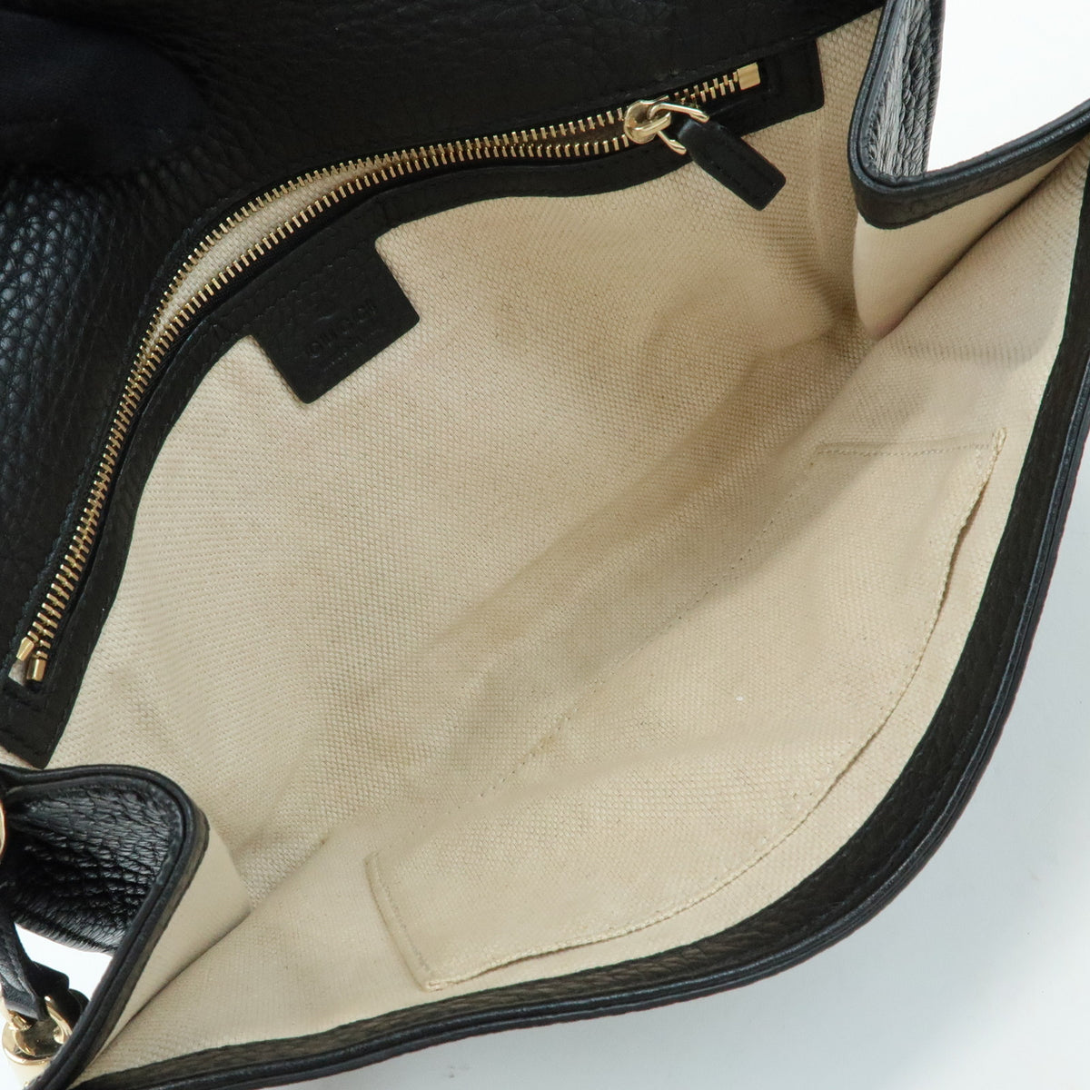 GUCCI SOHO Interlocking G Leather Clutch Bag Flat Pouch Black 336753