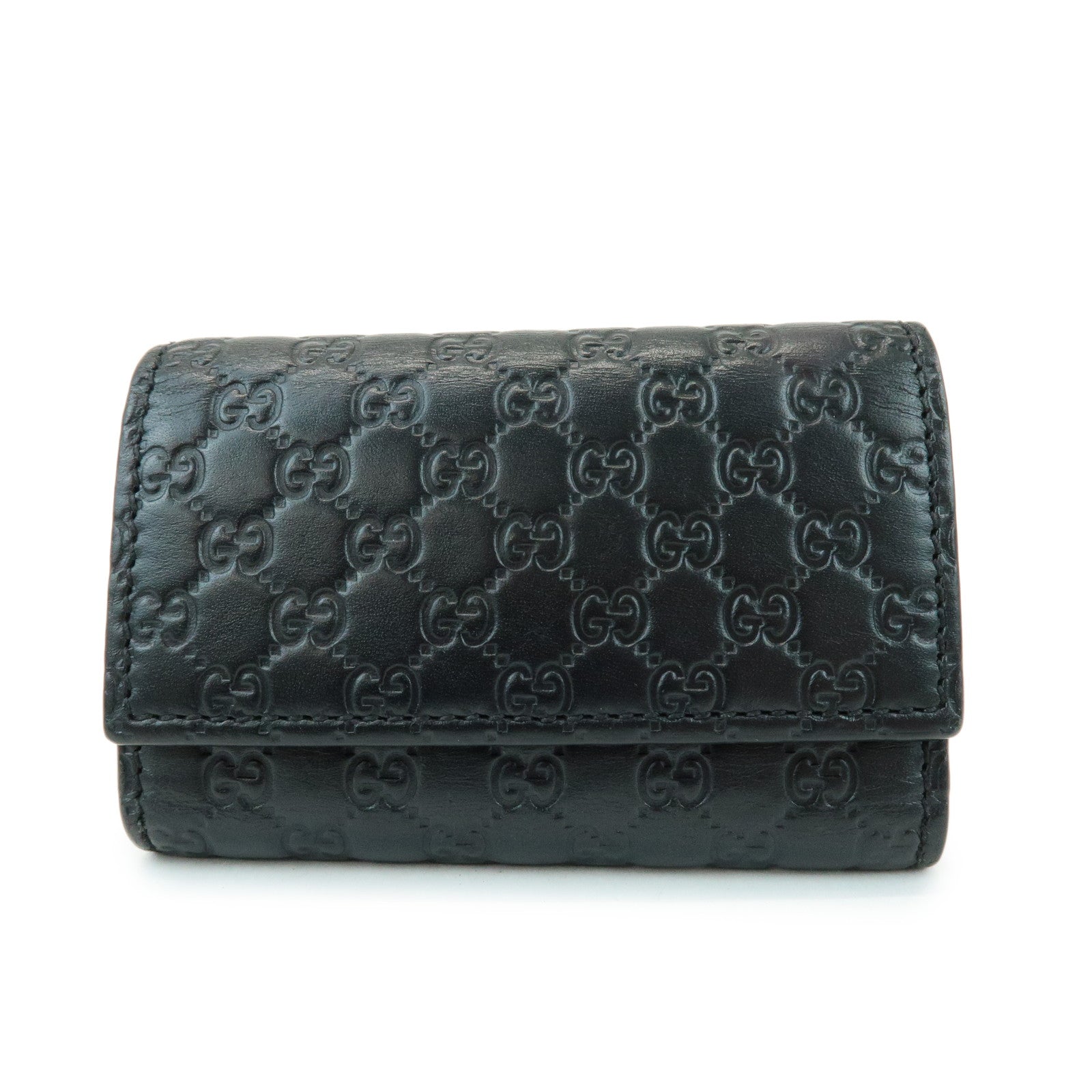 GUCCI Microguccissima Leather 6 Ring Key Case Key Holder Black