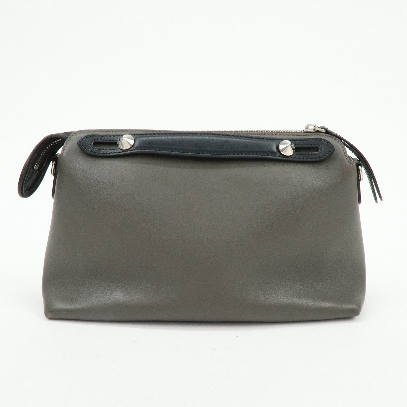 FENDI By The Way Medium 2Way Bag Hand Bag Shoulder Bag Gray 8BL146