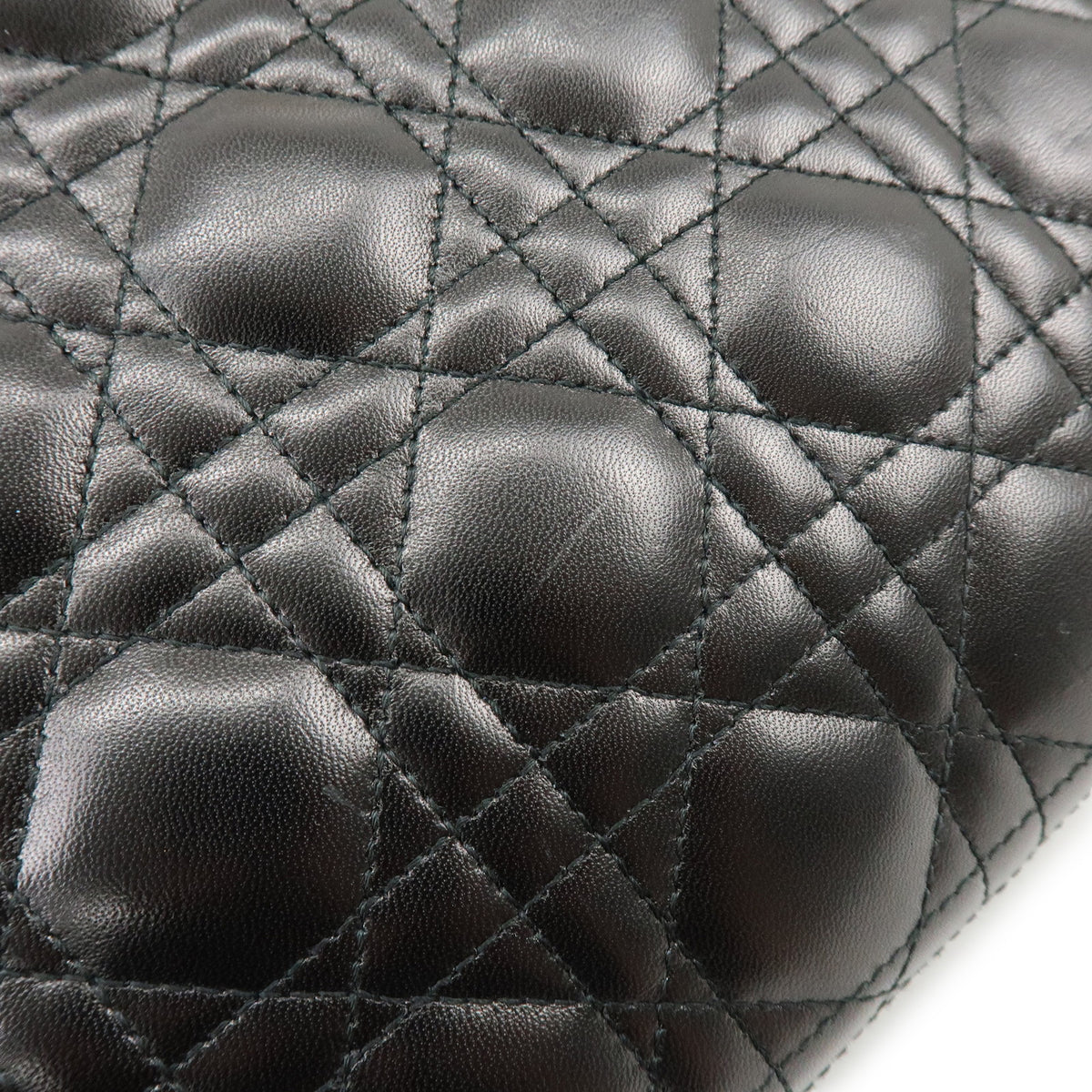 Christian Dior Lady Dior Cannage Leather 2Way Bag Hand Bag Black