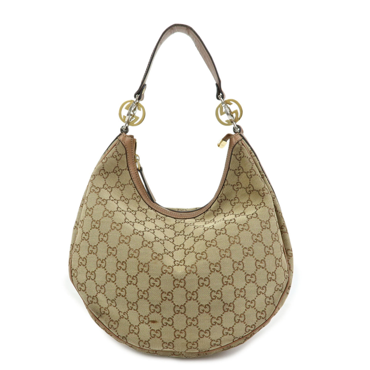GUCCI GG Twins Interlocking G Medium Hobo Canvas Shoulder Bag 232962
