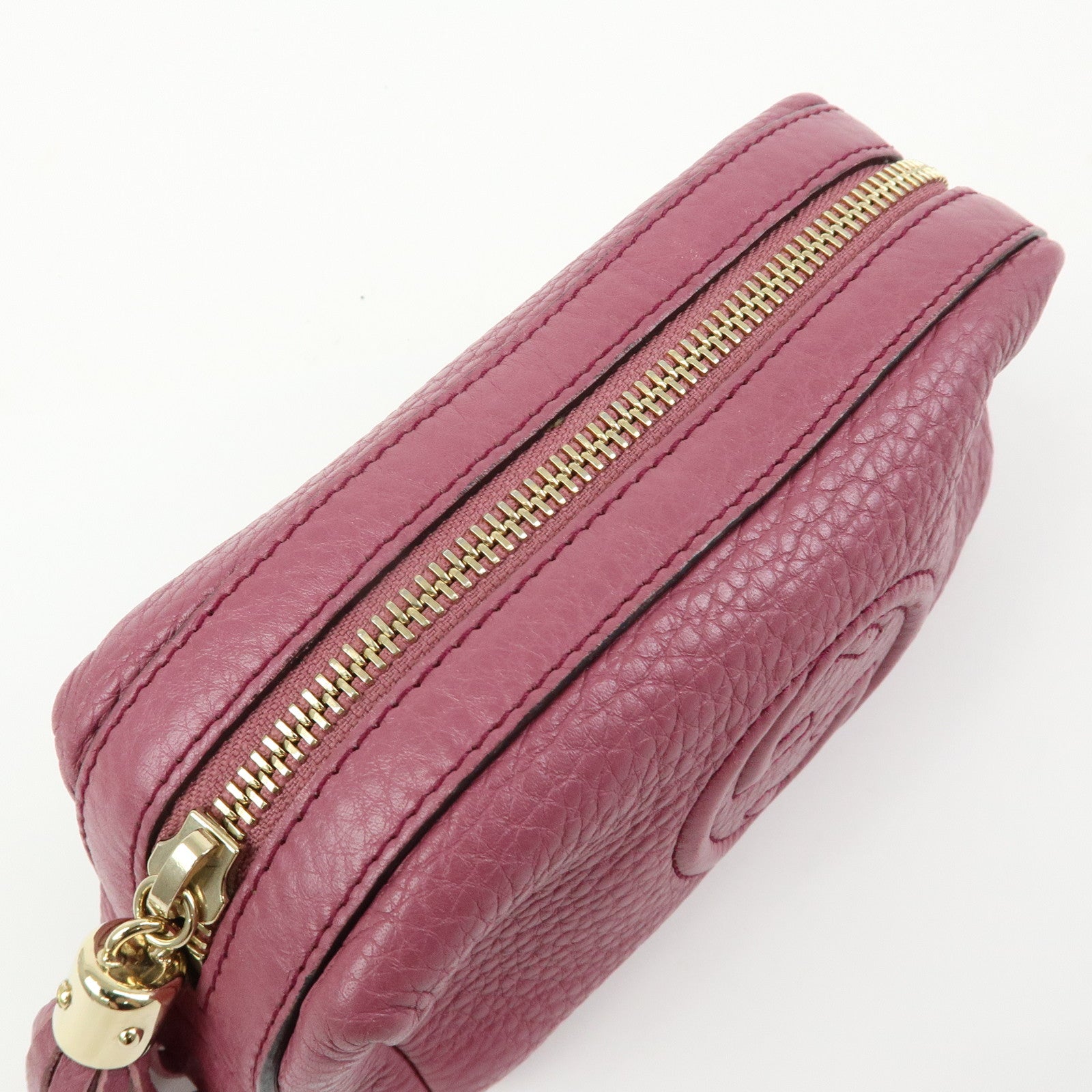 GUCCI Interlocking G SOHO Leather Cosmetic Pouch Makeup Case 308634