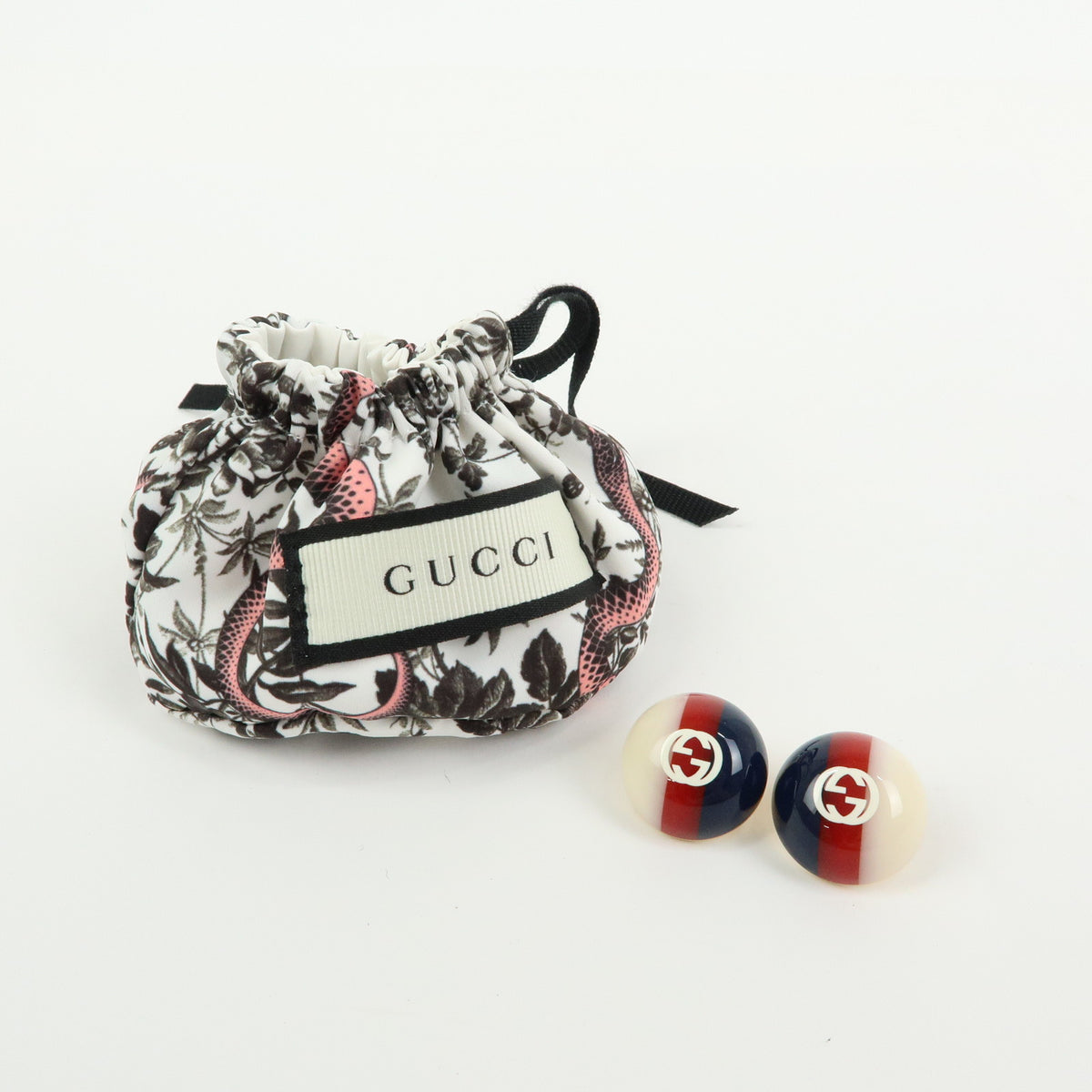 GUCCI Interlocking G Plastic Metal Earrings Blue Red White Gold