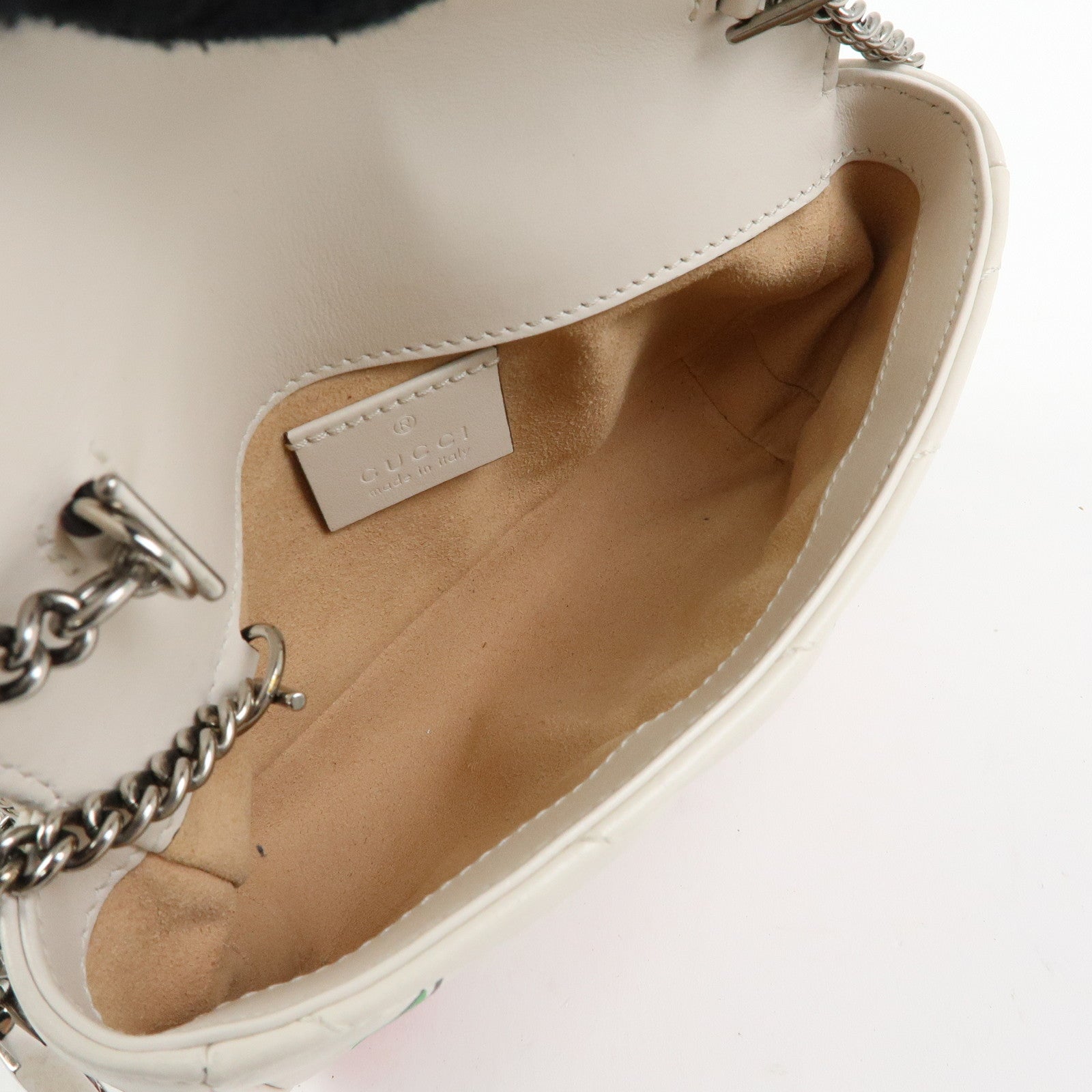 GUCCI GG Marmont Apple Chain Shoulder BAg Crossbody Bag Ivory 476433