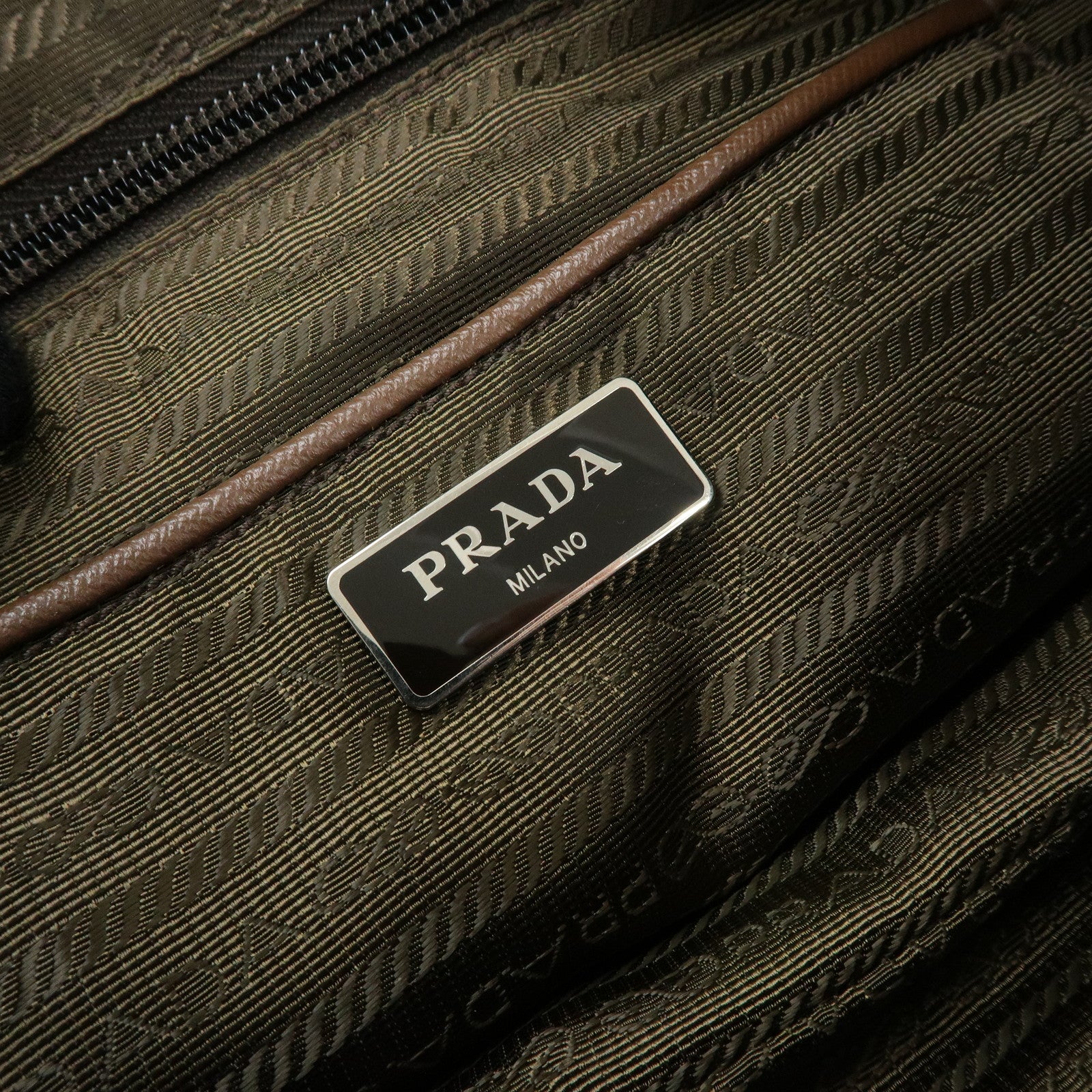 PRADA Triangle Logo Nylon Leather Shoulder Crossbody Bag Brown Pink