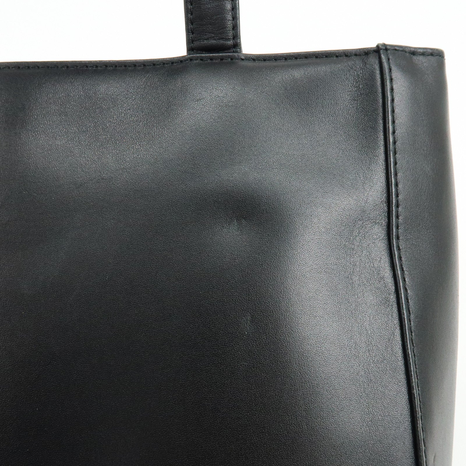 BURBERRY Logo Leather Tote Bag Hand Bag Nova Plaid Black