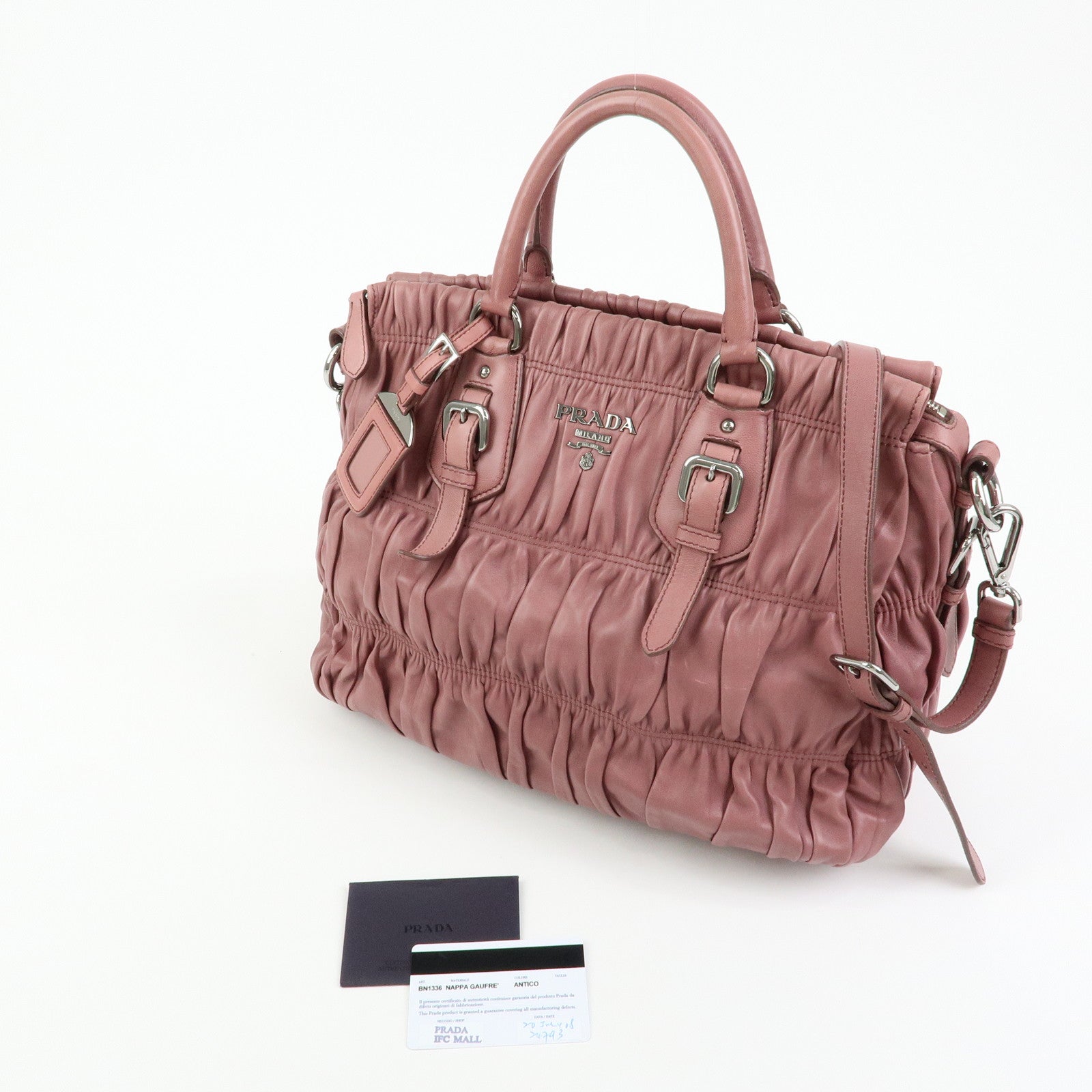 PRADA Logo Nappa Leather 2Way Bag Hand Bag Shoulder Bag Pink