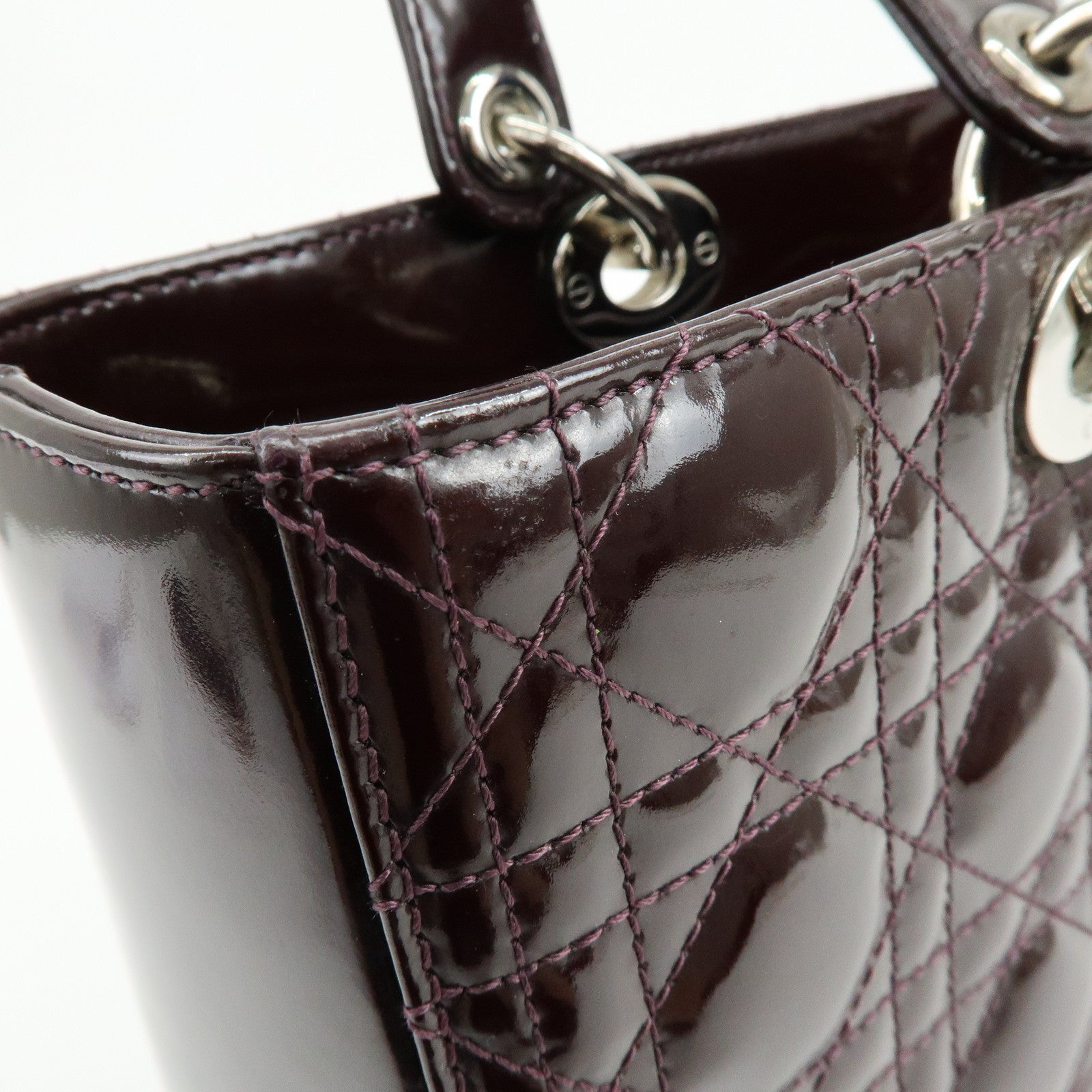 Christian Dior Lady Dior Cannage 2Way Bag Hand Bag Shoulder Bag Purple