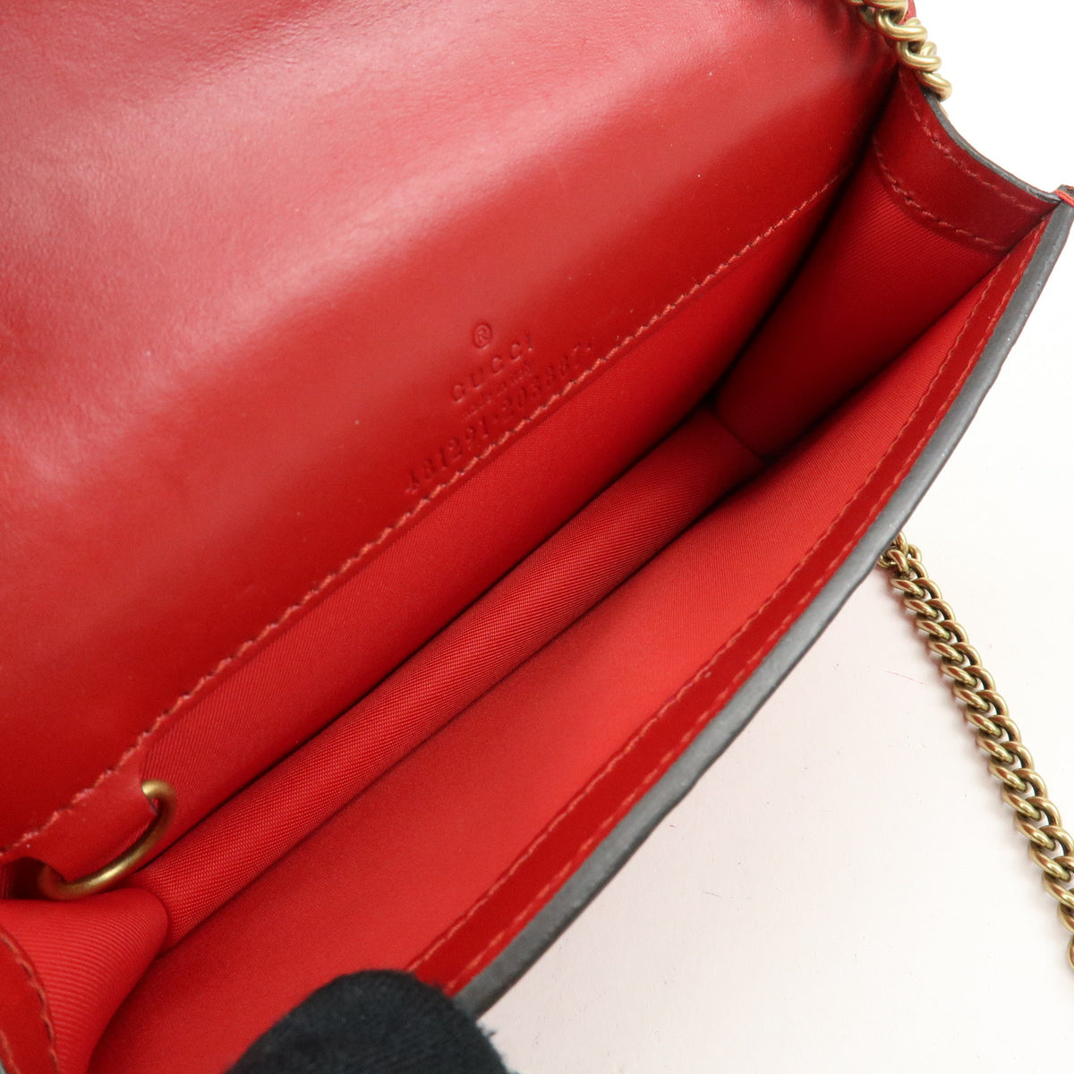 GUCCI Interlocking G Guccissima Chain Shoulder Bag Cherry 481291