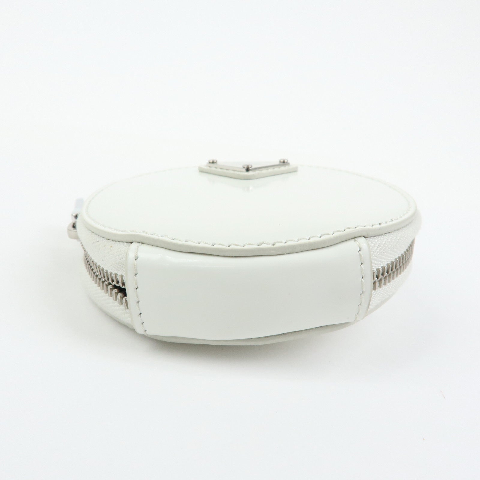 PRADA Triangle Logo Leather Mini Pouch Coin Case White 1TL431