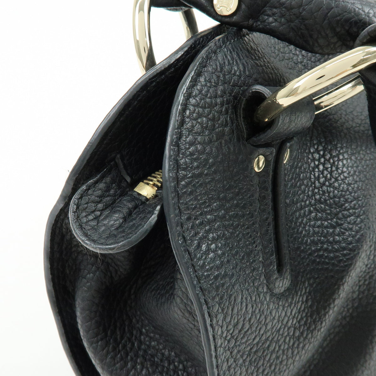 CELINE Bittersweet Leather Shoulder Bag Hand Bag Black