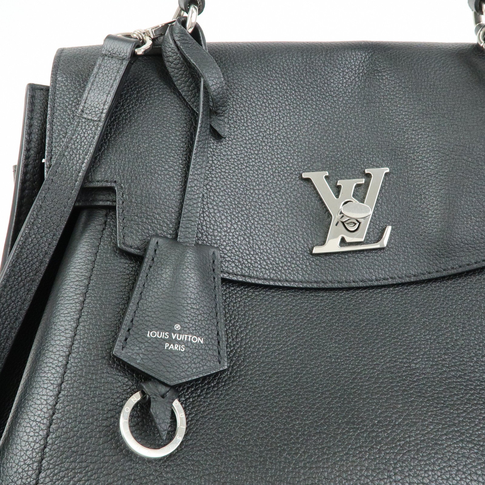 Louis Vuitton Lockme Ever MM Calf Leather 2Way Hand Bag Black M51395
