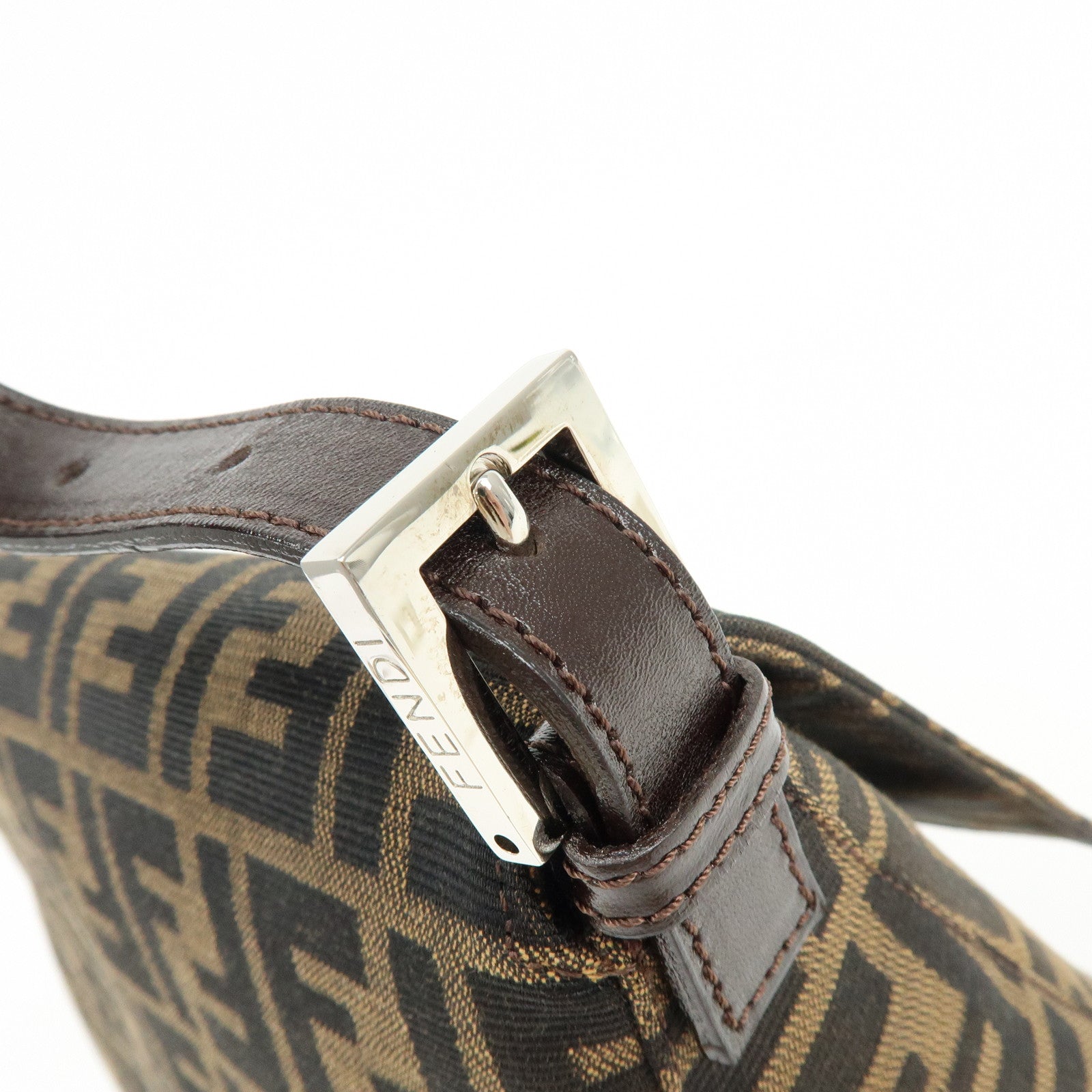 FENDI Mamma Baguette Zucca Canvas Leather Shoulder Bag Hand Bag 26325