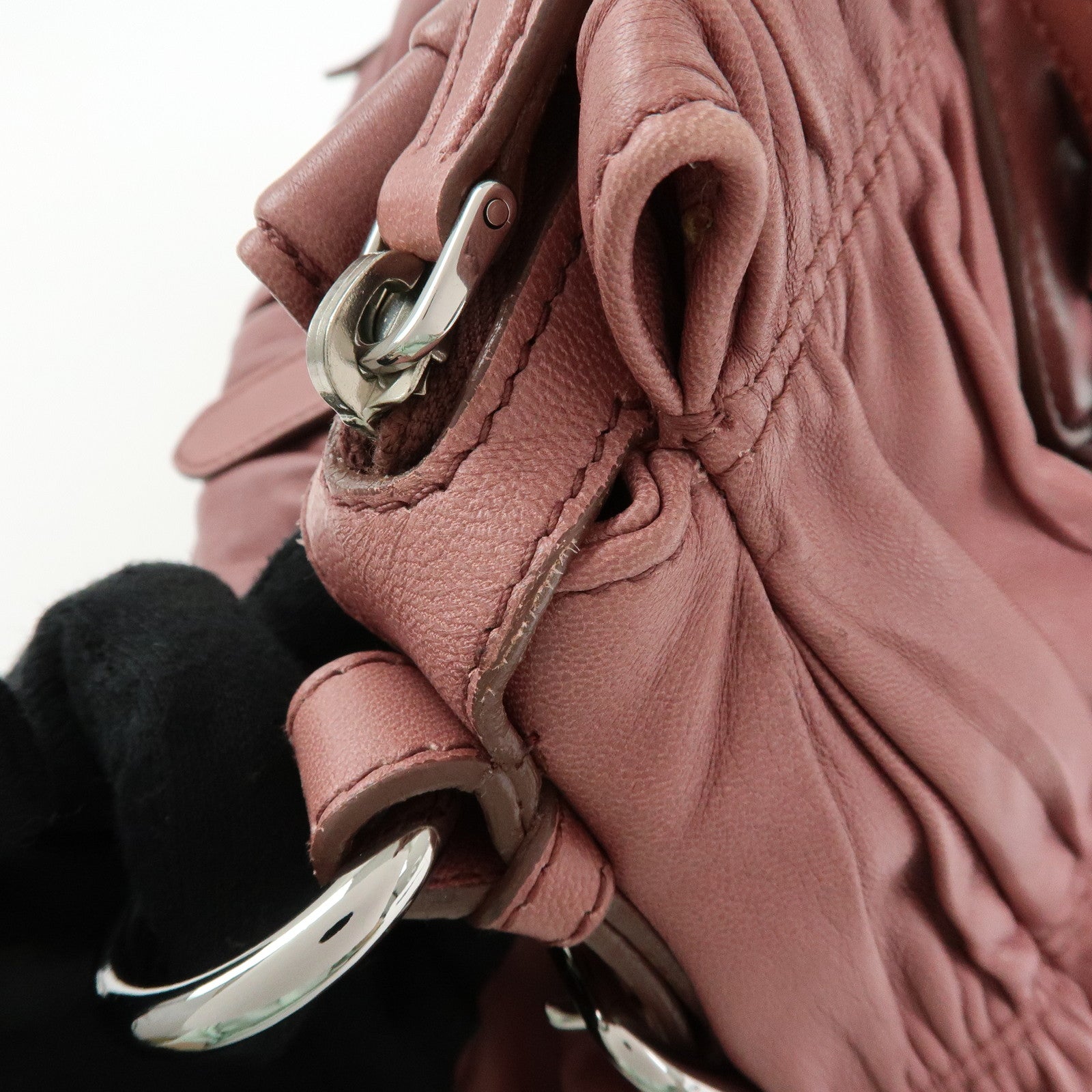 PRADA Logo Nappa Leather 2Way Bag Hand Bag Shoulder Bag Pink