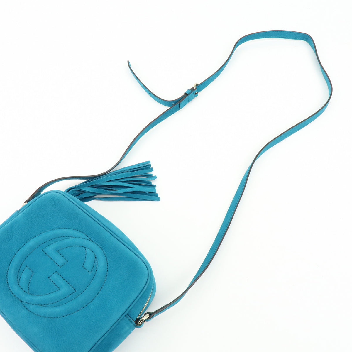 GUCCI SOHO Interlocking G Leather Disco Bag Shoulder Bag Blue 308364