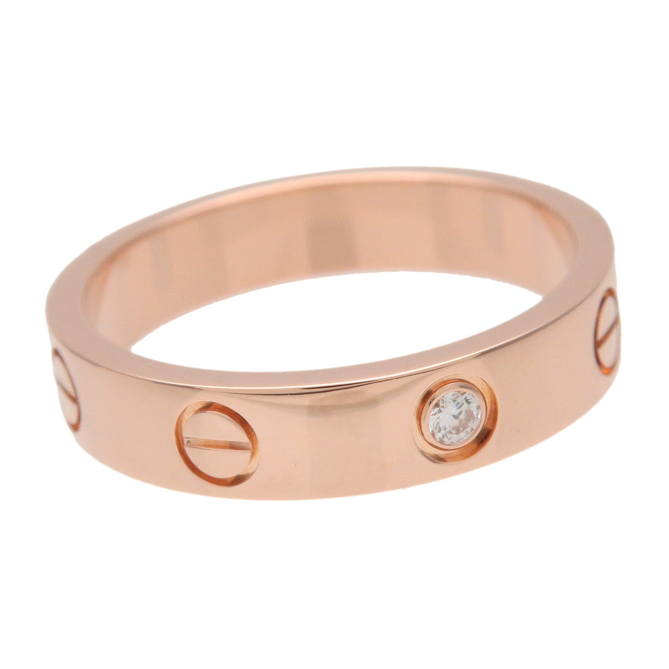 Cartier Mini Love 1P Diamond Ring K18 750PG Rose Gold #52 US6 EU52 HK13