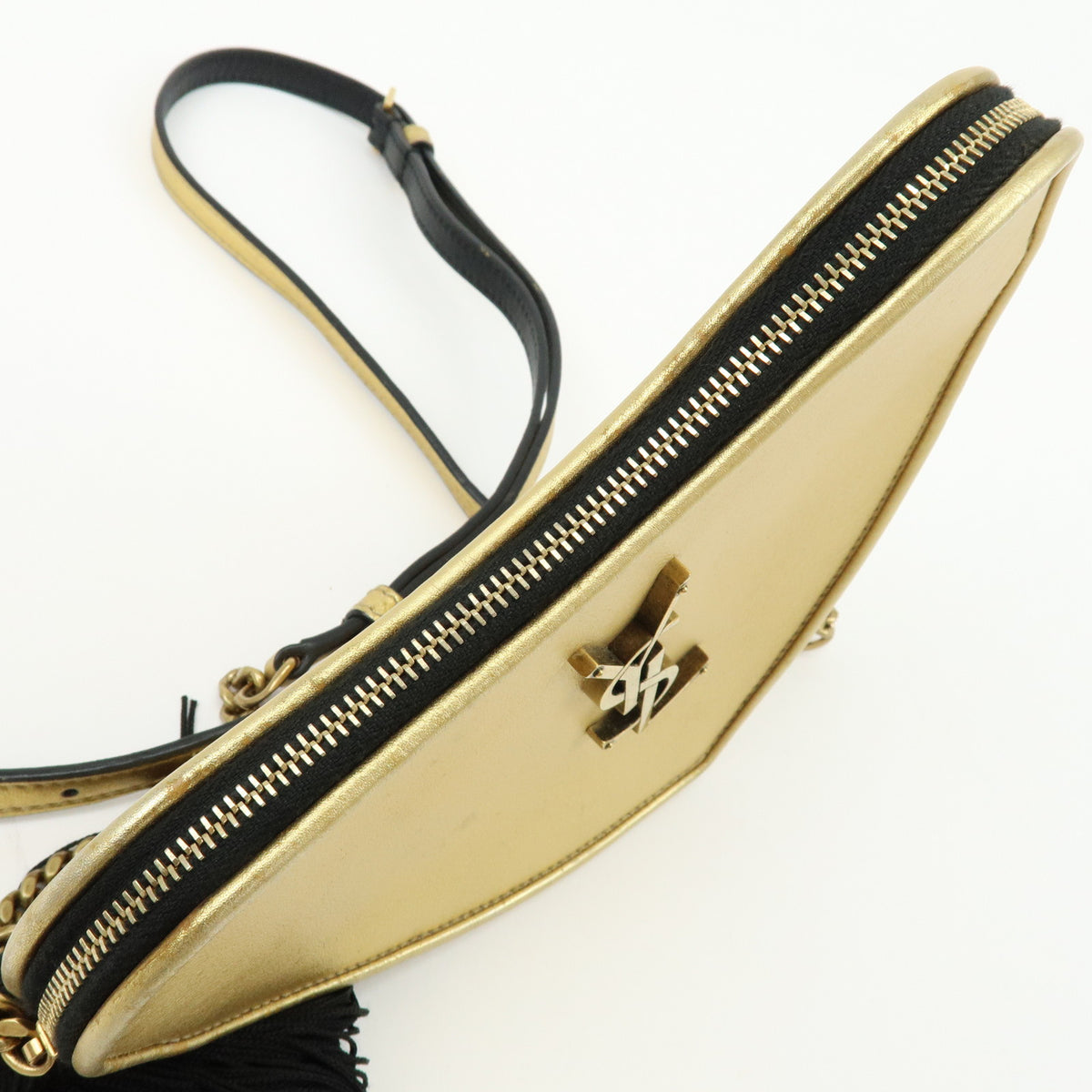 SAINT LAURENT PARIS Cassandra Leather Shoulder Bag Tassel Gold 540694