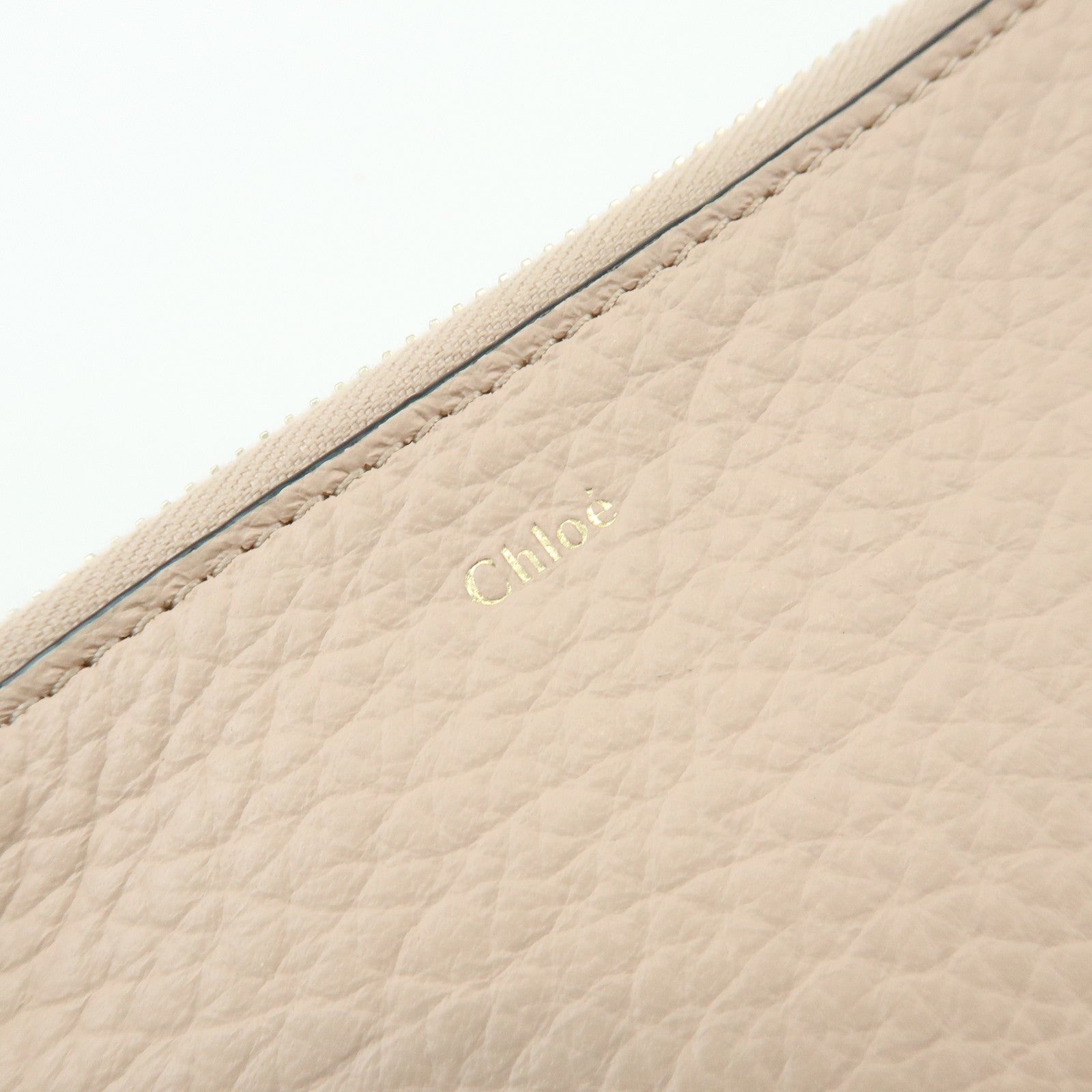 Chloe Alphabet Leather Fragment Case Coin Case Pink Beige