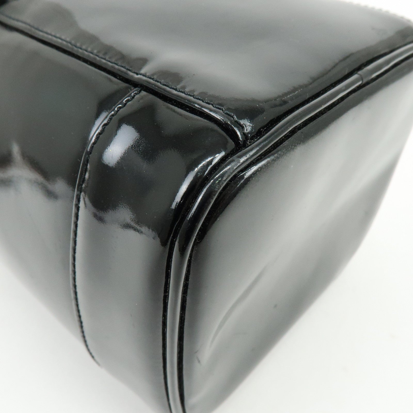 CHANEL COCO Mark Patent Leather Vanity Bag Hand Bag Black A01998